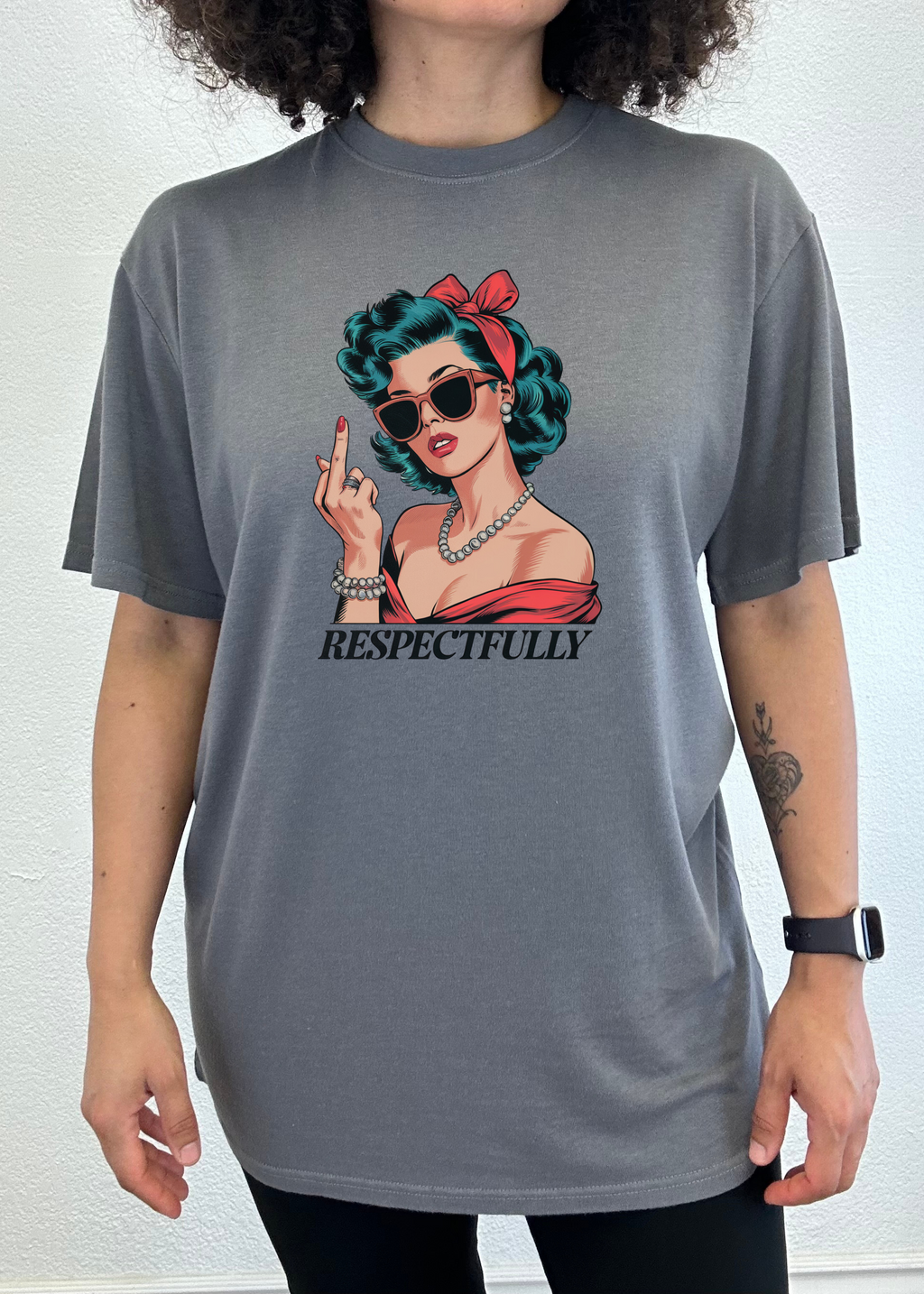 Respectfully Middle Finger Unisex Bamboo/Cotton Graphic T-Shirt