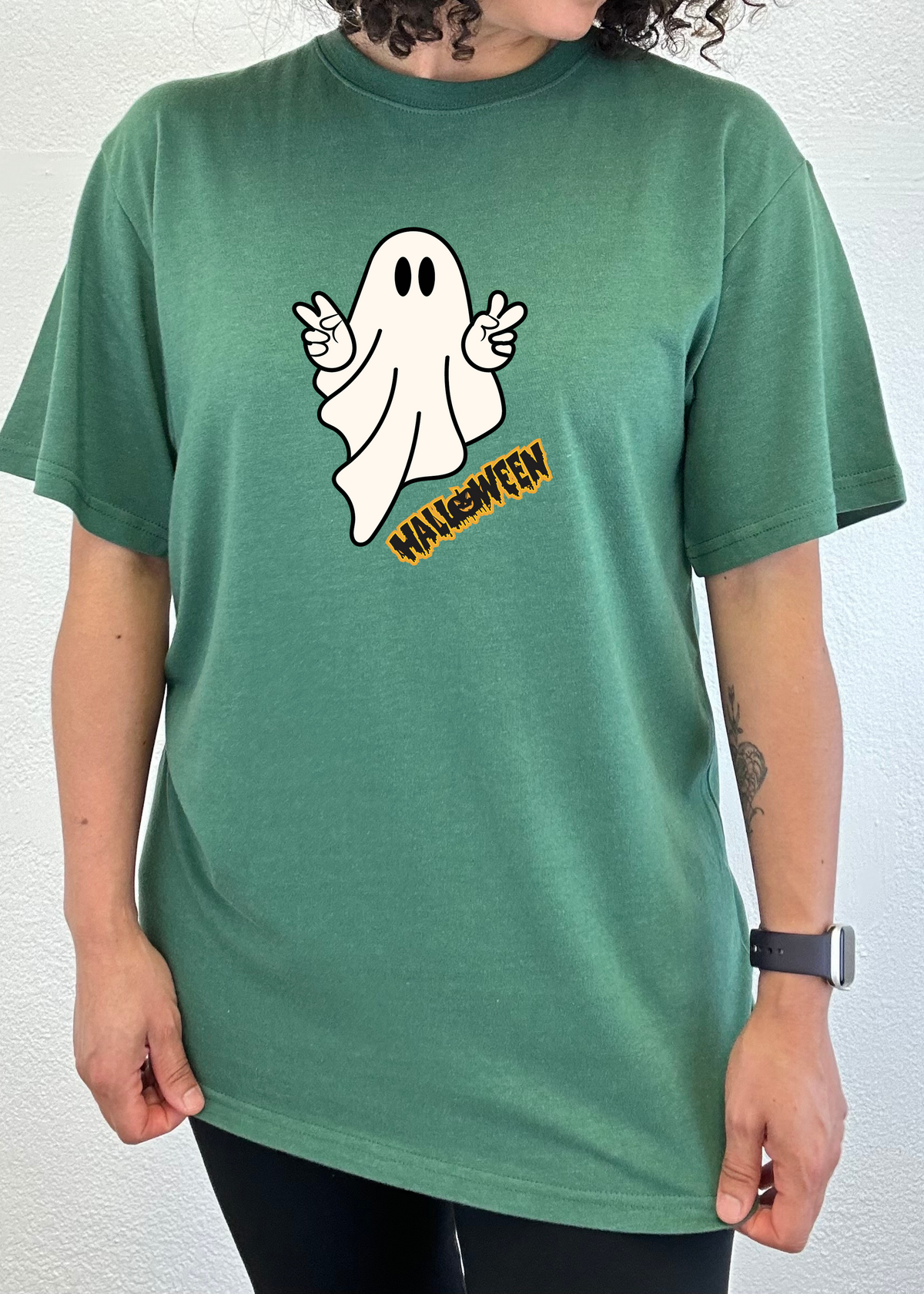 Halloween Ghost Unisex Bamboo Viscose/Organic Cotton Short Sleeve Graphic T-Shirt