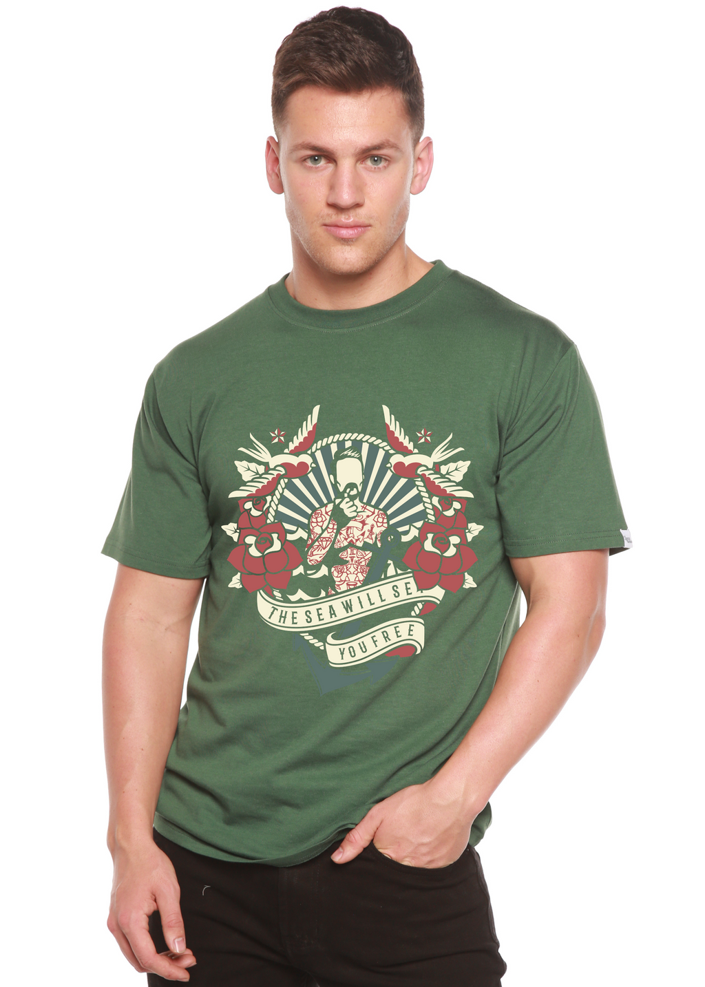 The Sea Will Spun Bamboo® Men's Bamboo Viscose/Organic Cotton Short Sleeve Graphic T-Shirt