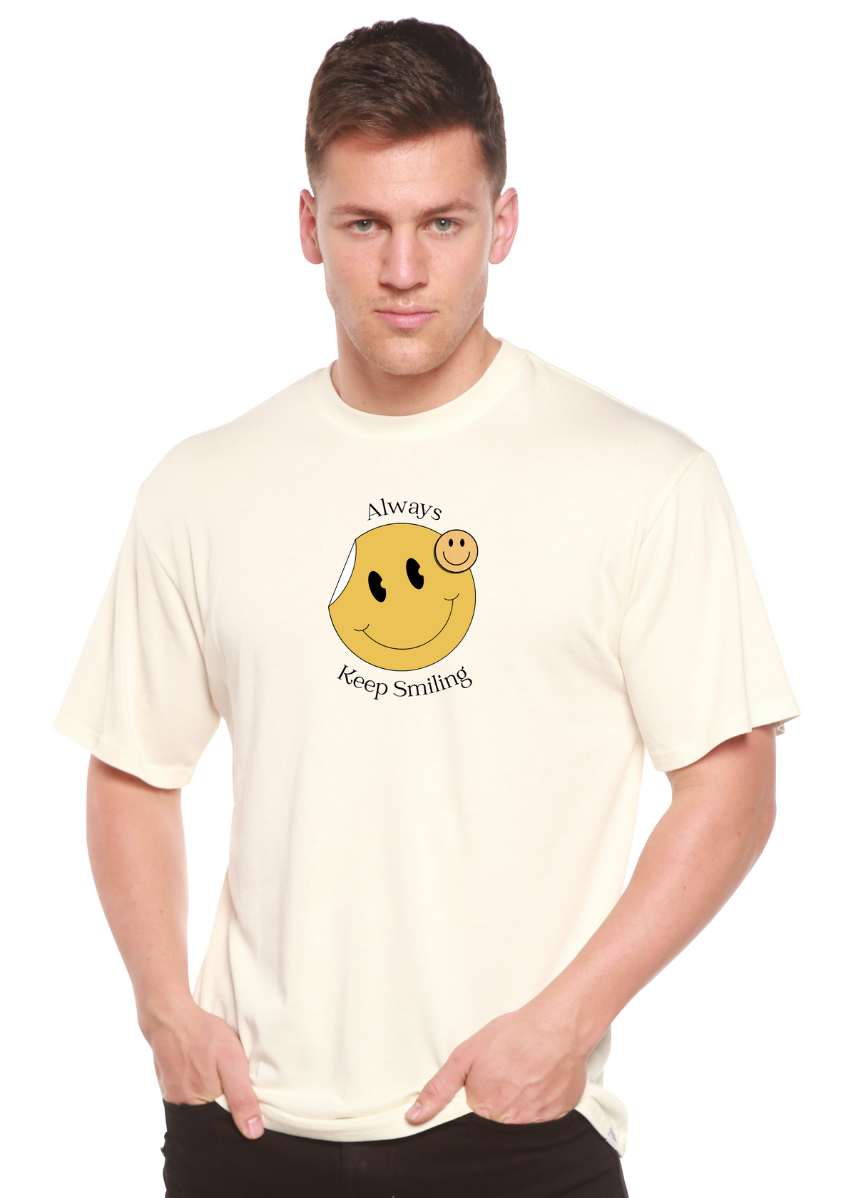 Always Keep Smiling Men's Bamboo Viscose/Organic Cotton Short Sleeve Graphic T-Shirt