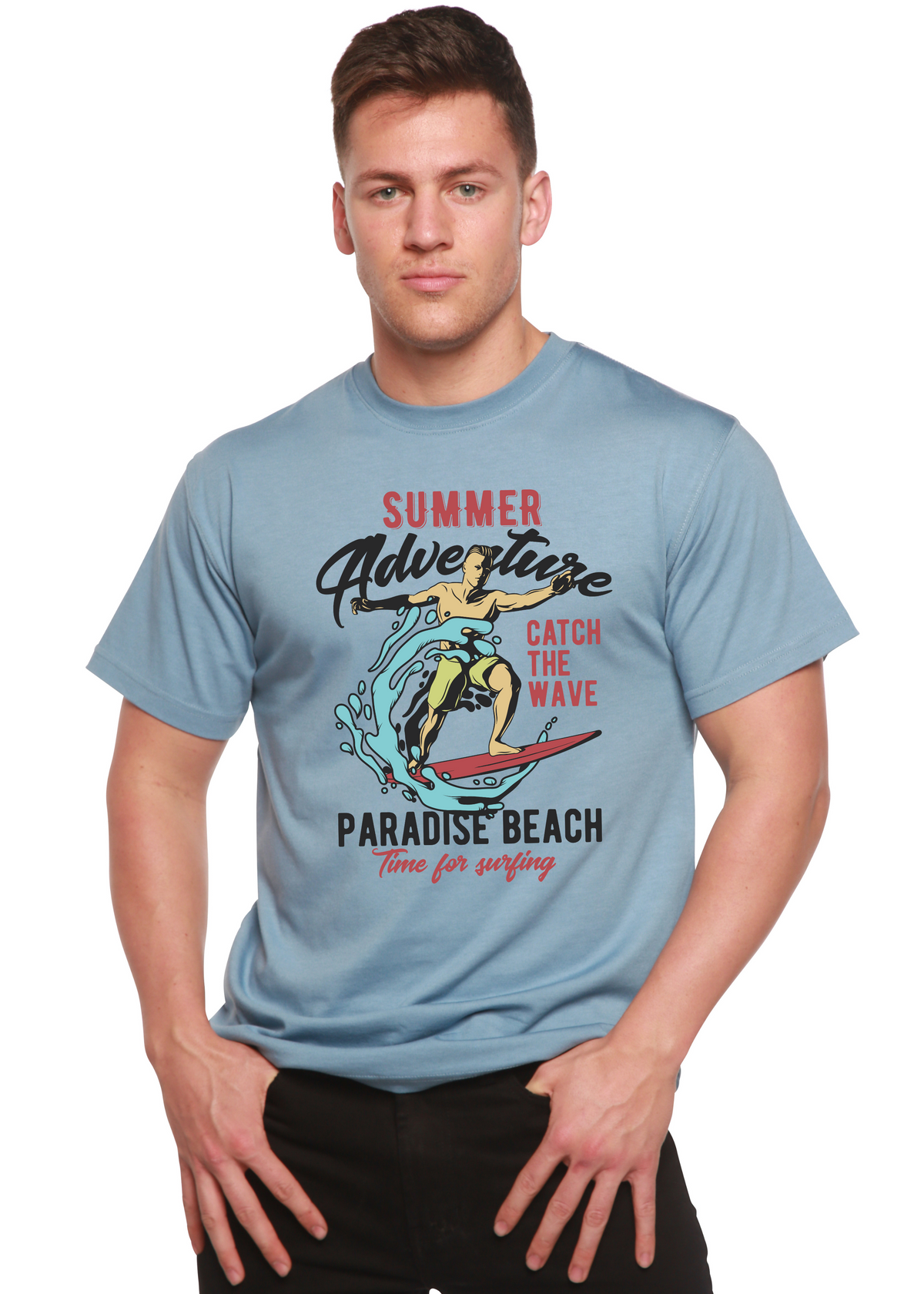 Catch The Wave Men's Bamboo Viscose/Organic Cotton Short Sleeve Graphic T-Shirt
