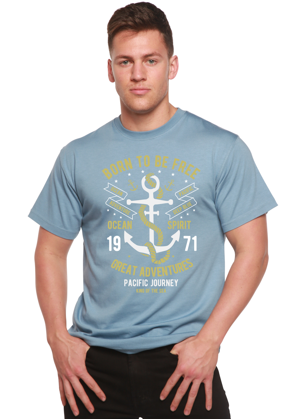 Born To Be Free Men's Bamboo Viscose/Organic Cotton Short Sleeve Graphic T-Shirt