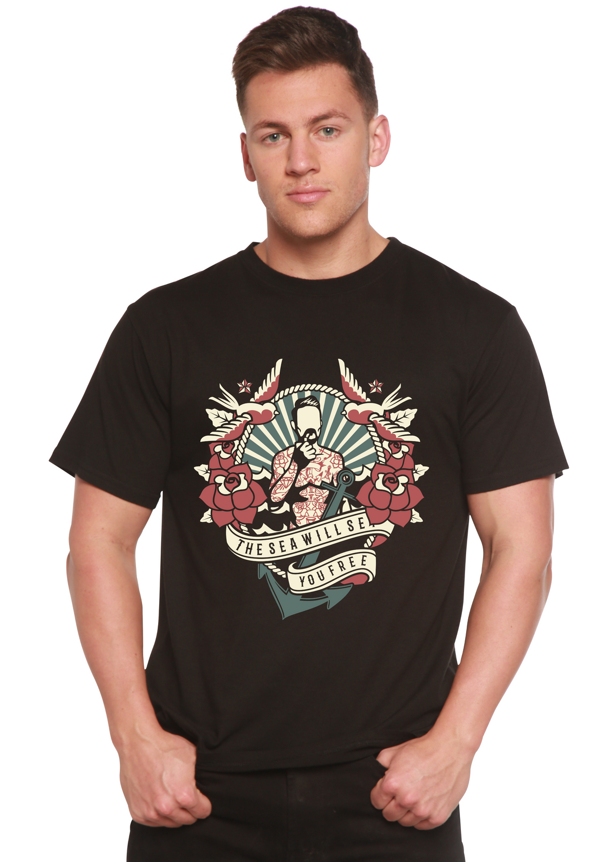 The Sea Will Spun Bamboo® Men's Bamboo Viscose/Organic Cotton Short Sleeve Graphic T-Shirt