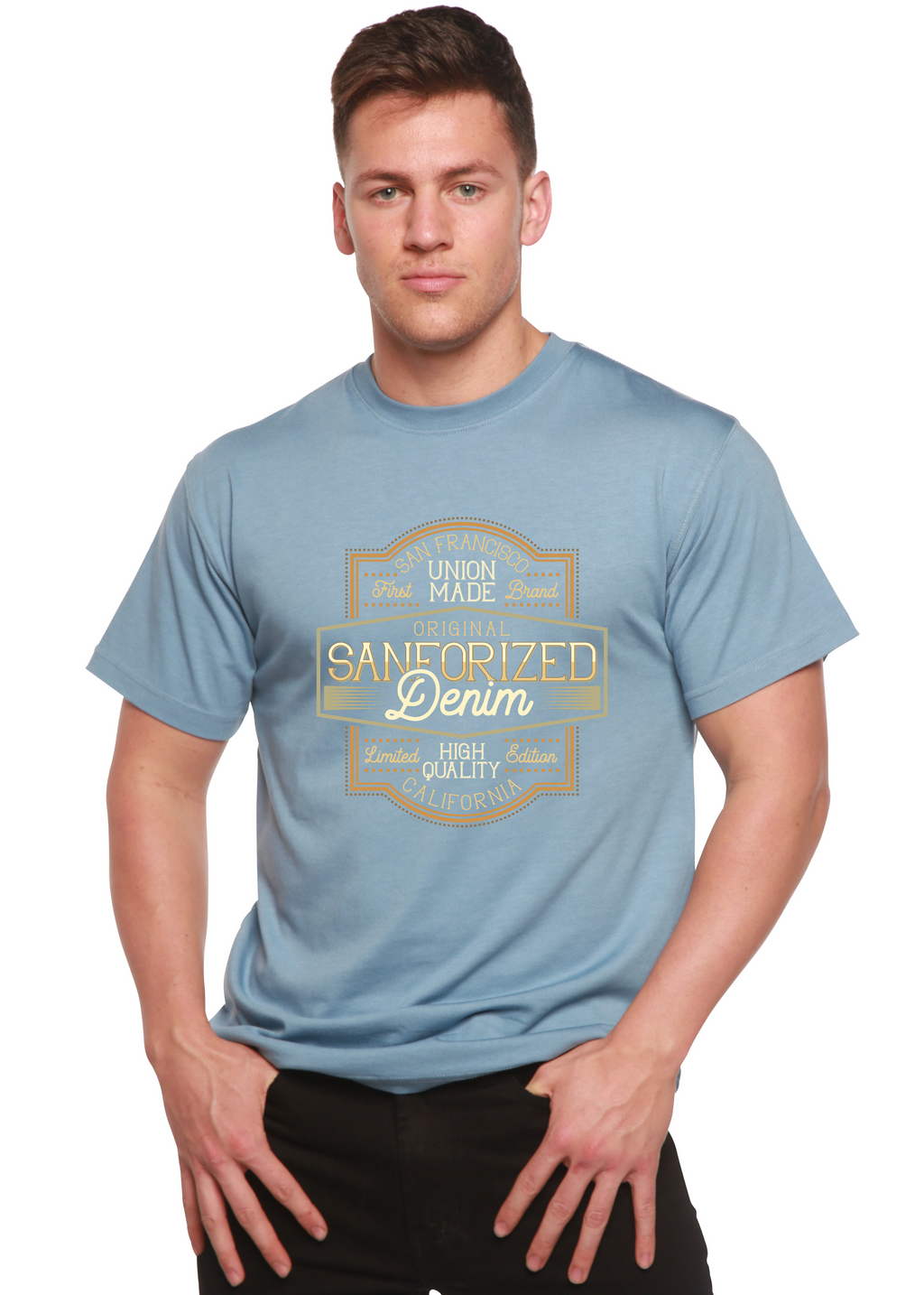 Original Sanforized Denim Men's Bamboo Viscose/Organic Cotton Short Sleeve Graphic T-Shirt