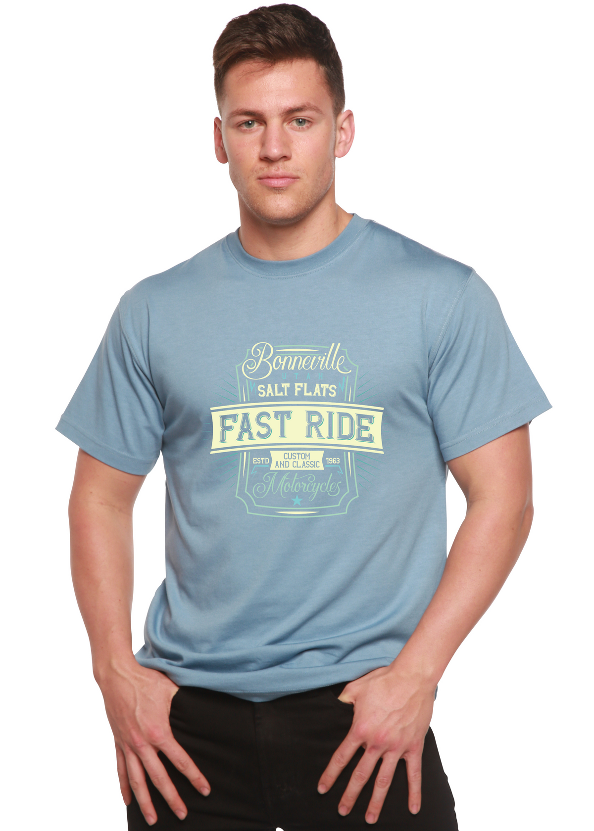 Fast Ride Men's Bamboo Viscose/Organic Cotton Short Sleeve Graphic T-Shirt