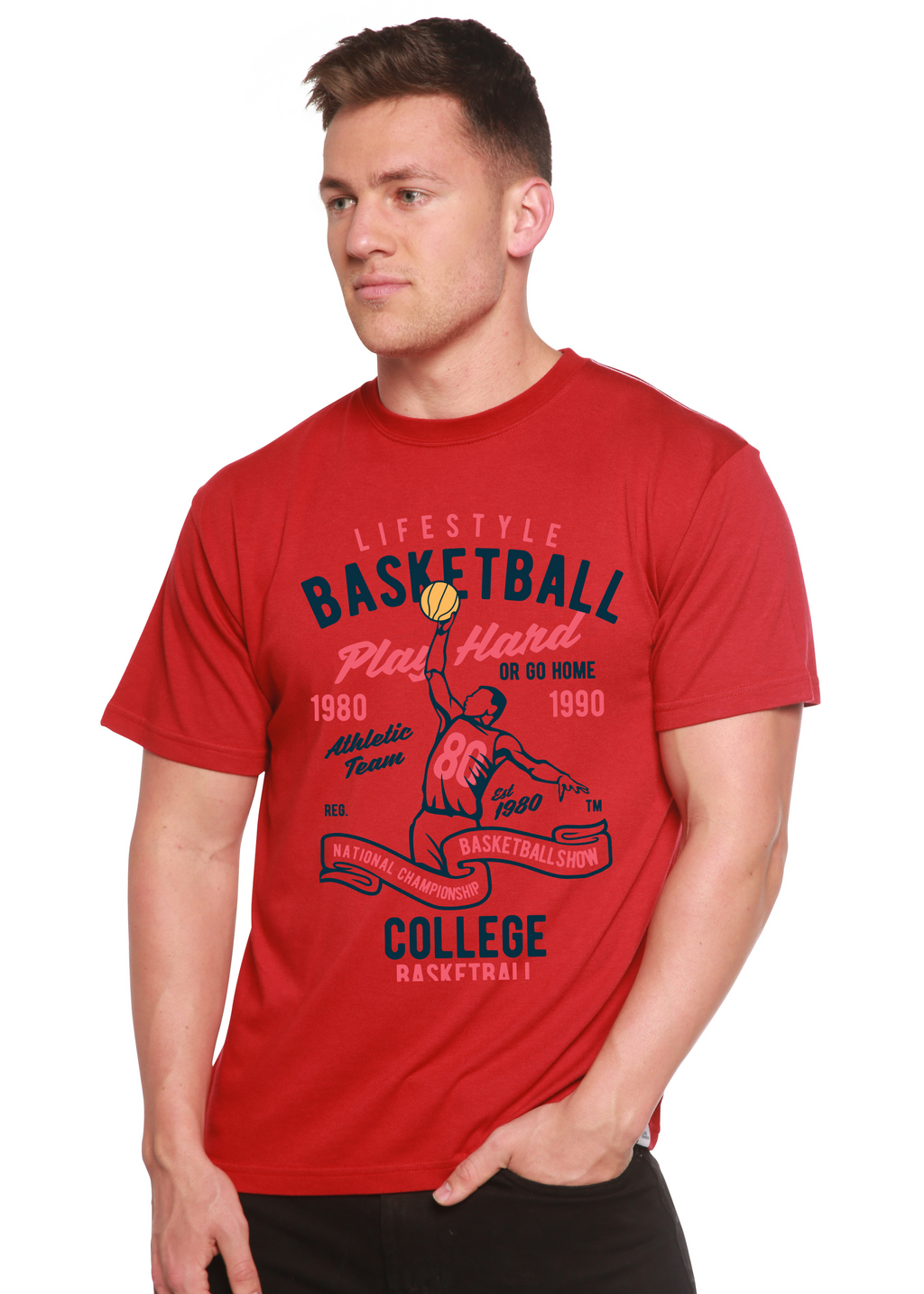 Life Style Basketball Men's Bamboo Viscose/Organic Cotton Short Sleeve Graphic T-Shirt