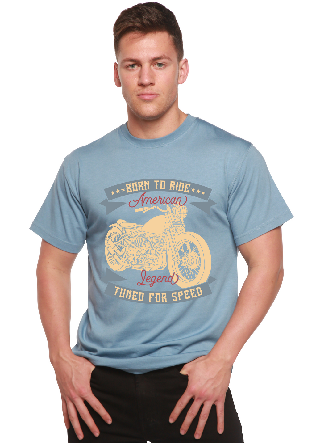 Born To Ride American Legend Men's Bamboo Viscose/Organic Cotton Short Sleeve Graphic T-Shirt