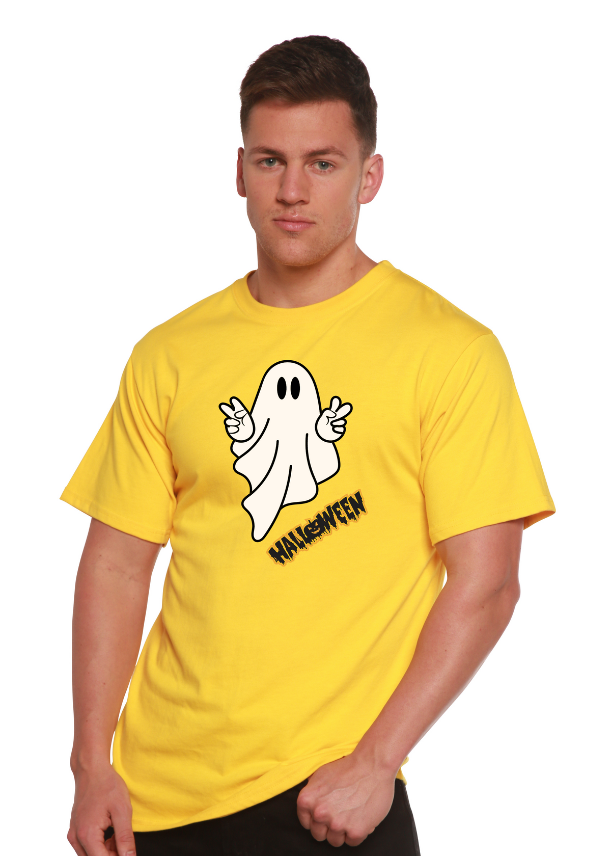 Halloween Ghost Unisex Bamboo Viscose/Organic Cotton Short Sleeve Graphic T-Shirt