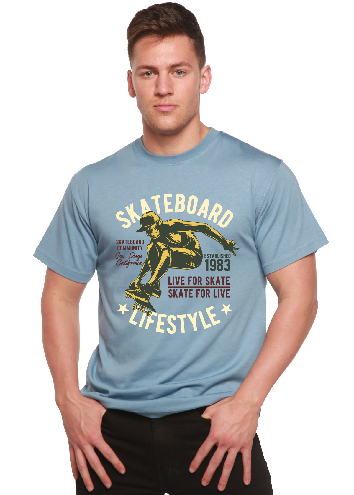 Skateboard Lifestyle Men's Bamboo Viscose/Organic Cotton Short Sleeve Graphic T-Shirt