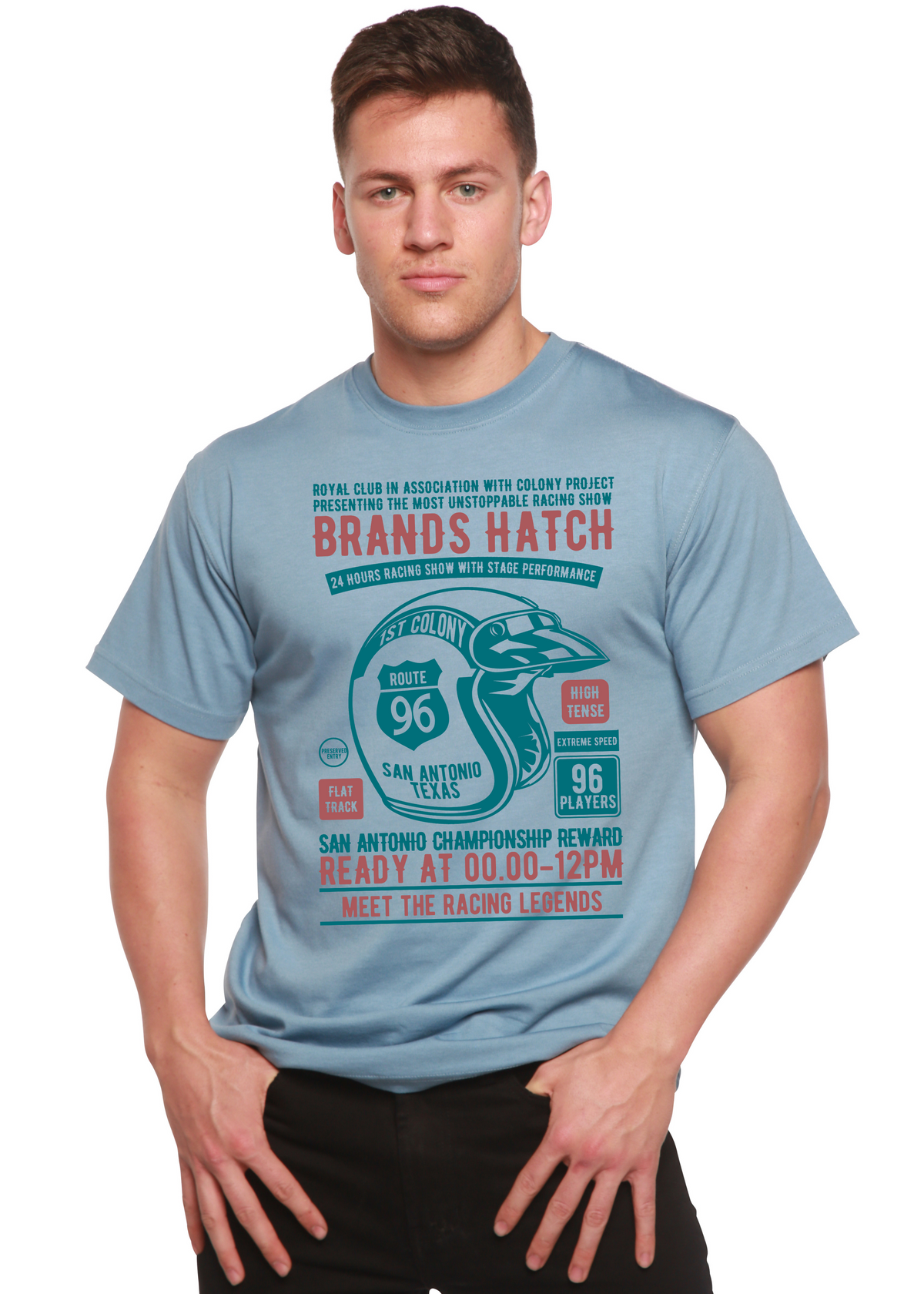 Brands Hatch Men's Bamboo Viscose/Organic Cotton Short Sleeve Graphic T-Shirt