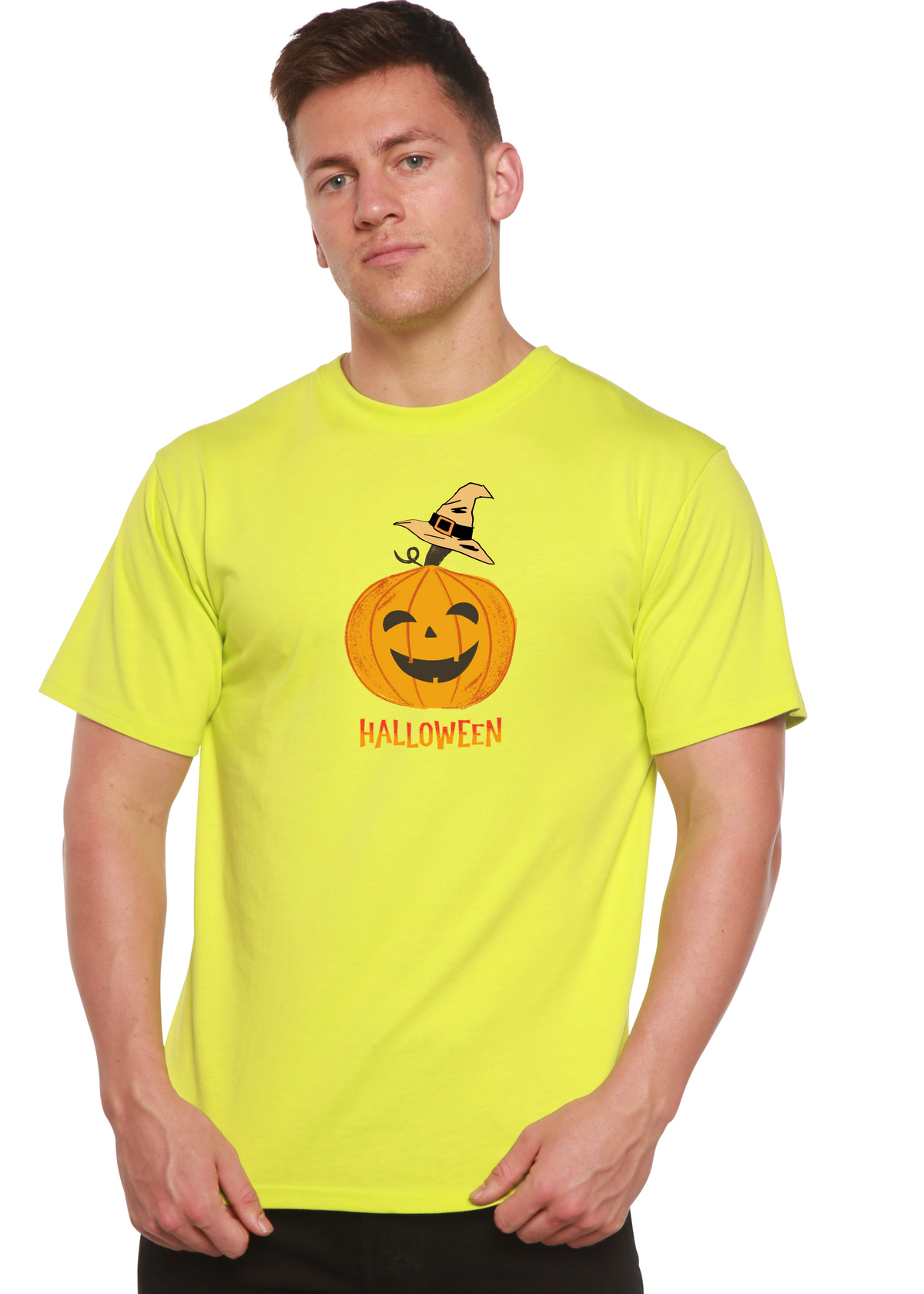 Halloween Pumpkin Unisex Bamboo Viscose/Organic Cotton Short Sleeve Graphic T-Shirt
