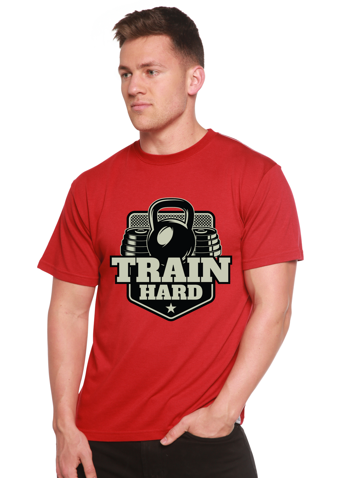 Train Hard Men's Bamboo Viscose/Organic Cotton Short Sleeve Graphic T-Shirt