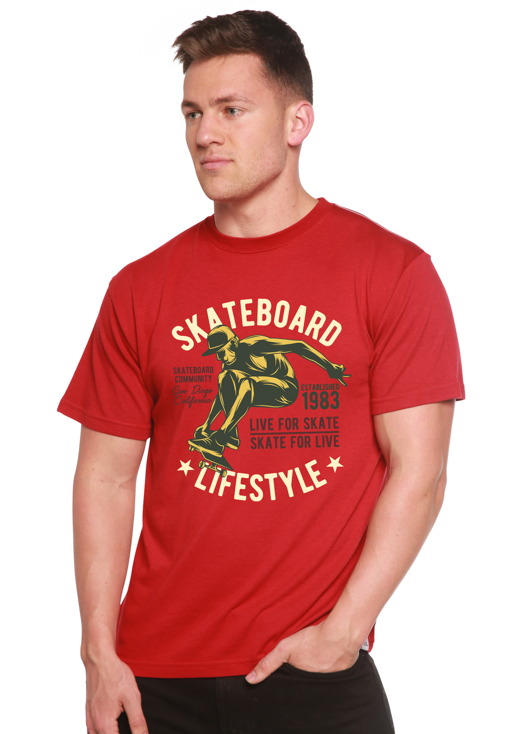 Skateboard Lifestyle Men's Bamboo Viscose/Organic Cotton Short Sleeve Graphic T-Shirt