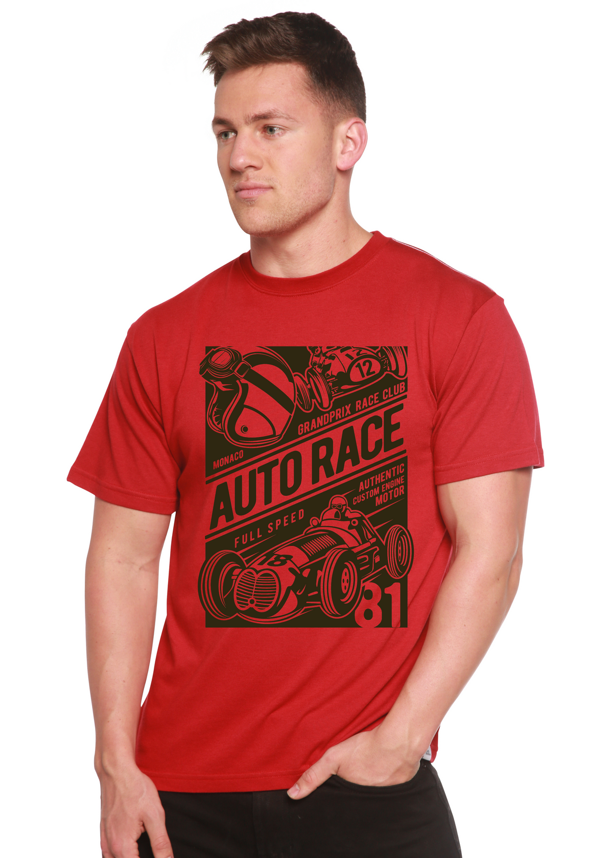 Auto Race Men's Bamboo Viscose/Organic Cotton Short Sleeve Graphic T-Shirt