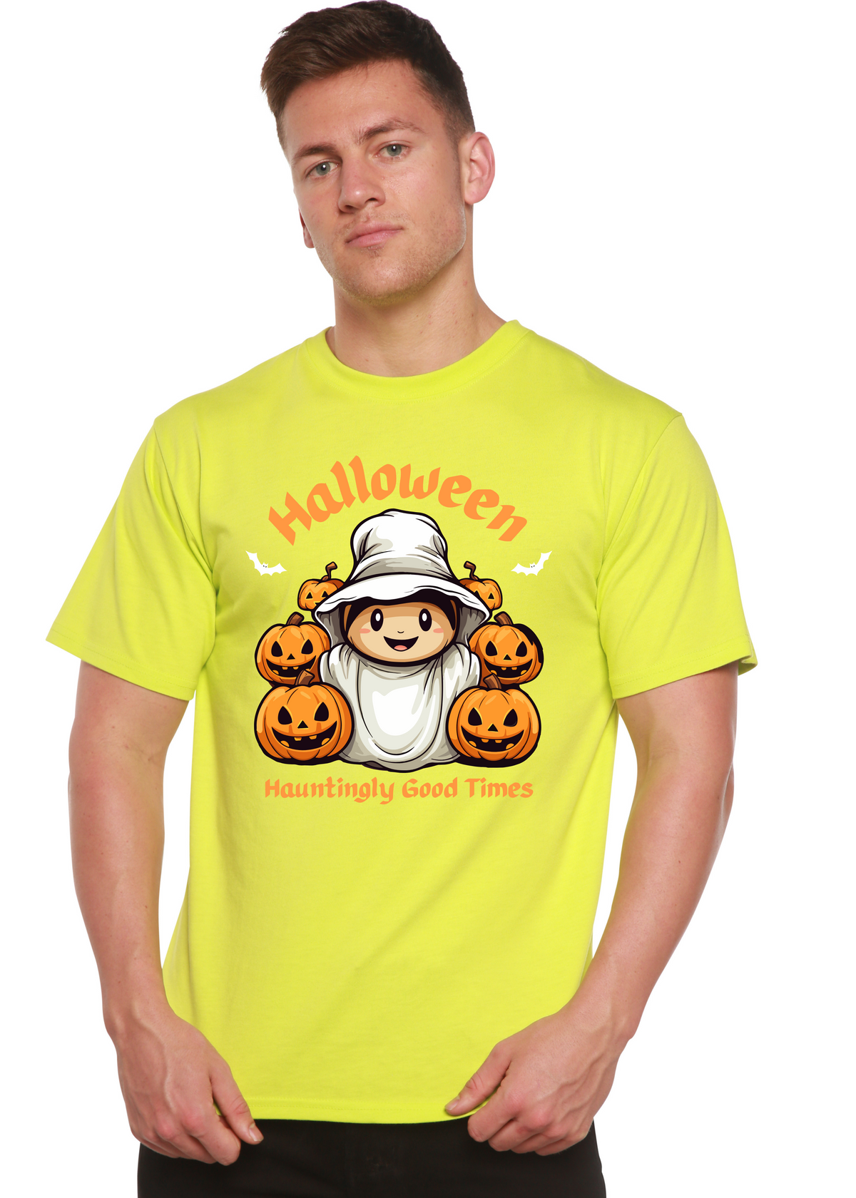 Halloween Hauntingly Good Times Day Men's Bamboo Viscose/Organic Cotton Short Sleeve Graphic T-Shirt