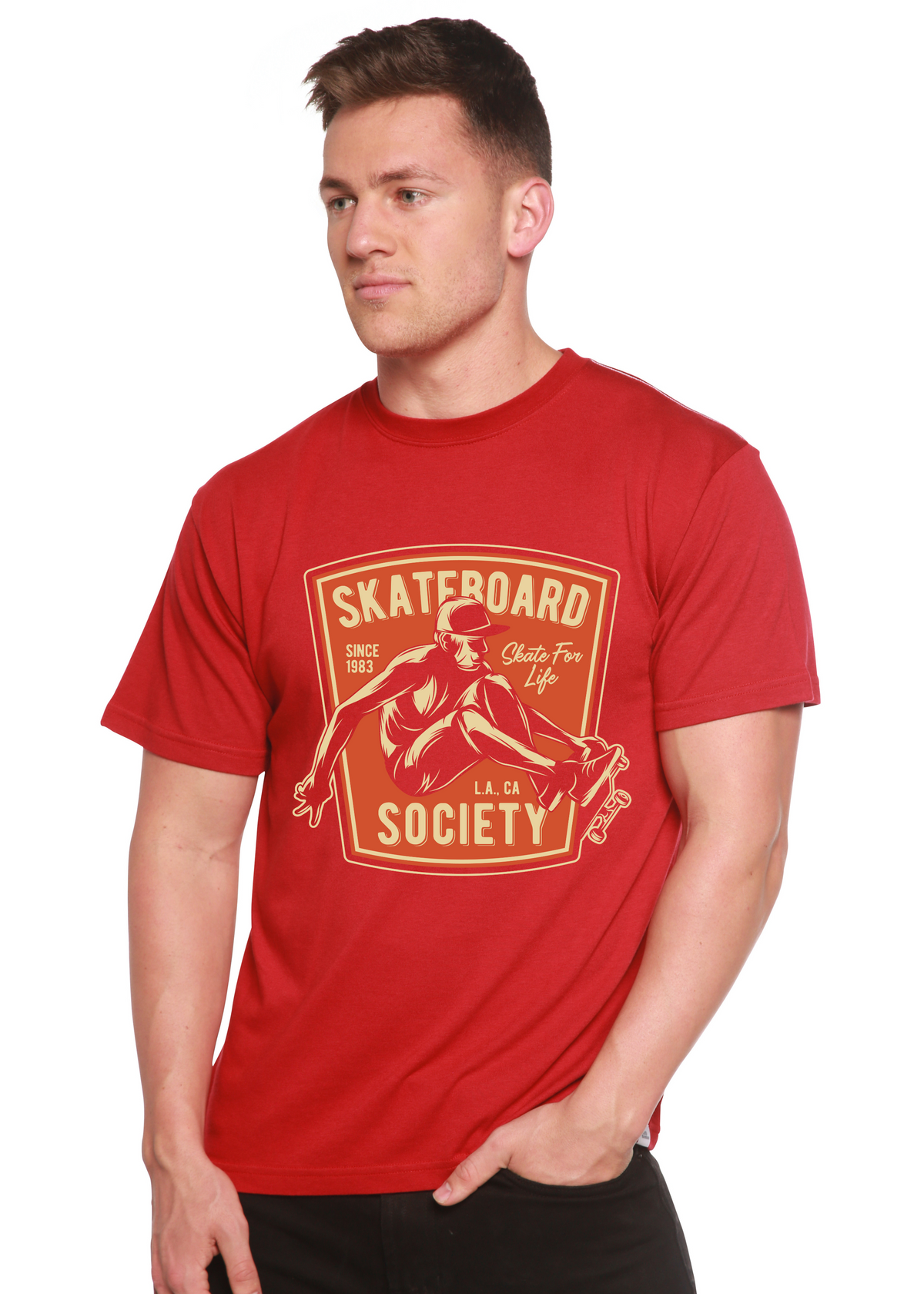 Skateboard Society Men's Bamboo Viscose/Organic Cotton Short Sleeve Graphic T-Shirt
