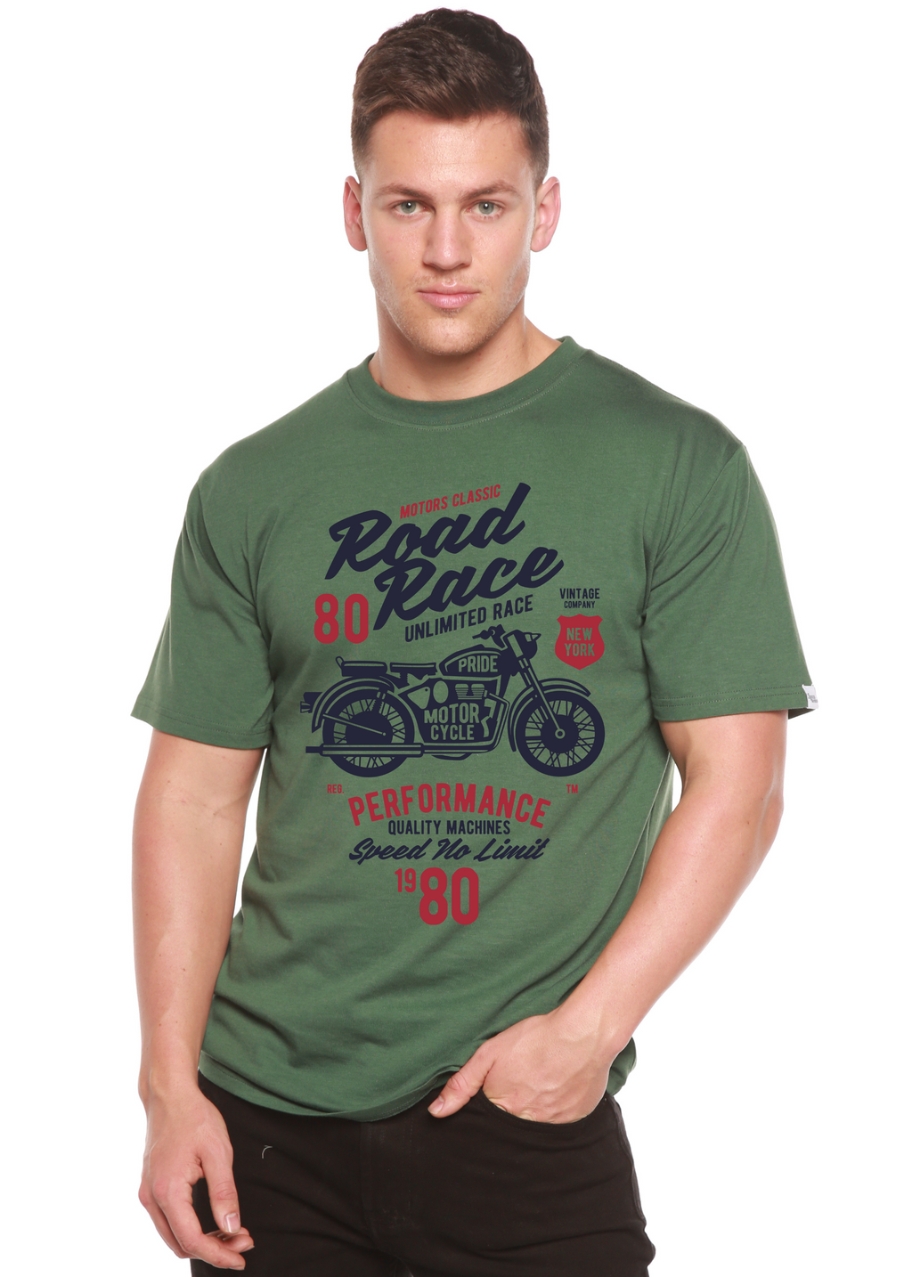Road Race Motorcycles Spun Bamboo® Men's Bamboo Viscose/Organic Cotton Short Sleeve Graphic T-Shirt