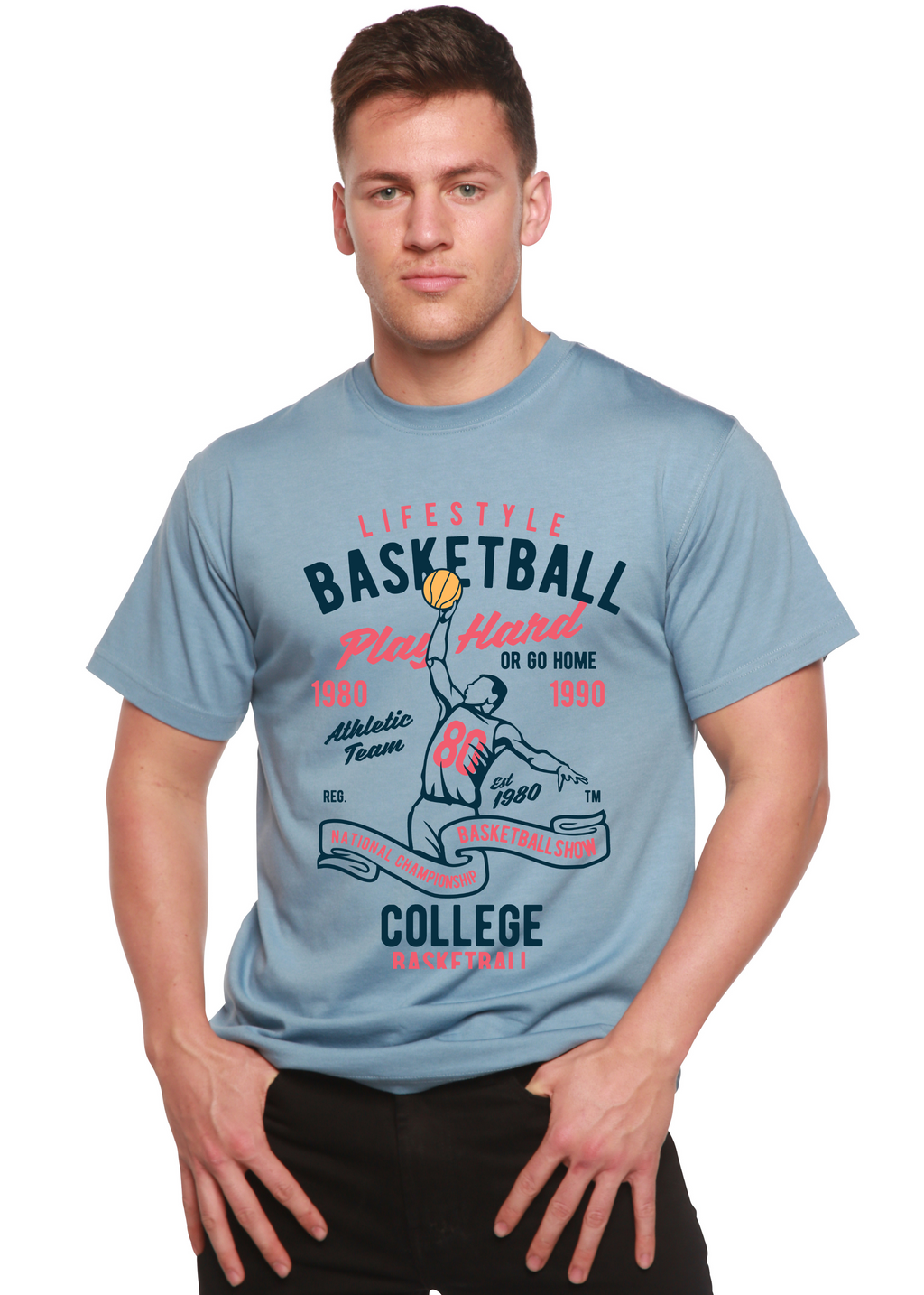 Life Style Basketball Men's Bamboo Viscose/Organic Cotton Short Sleeve Graphic T-Shirt