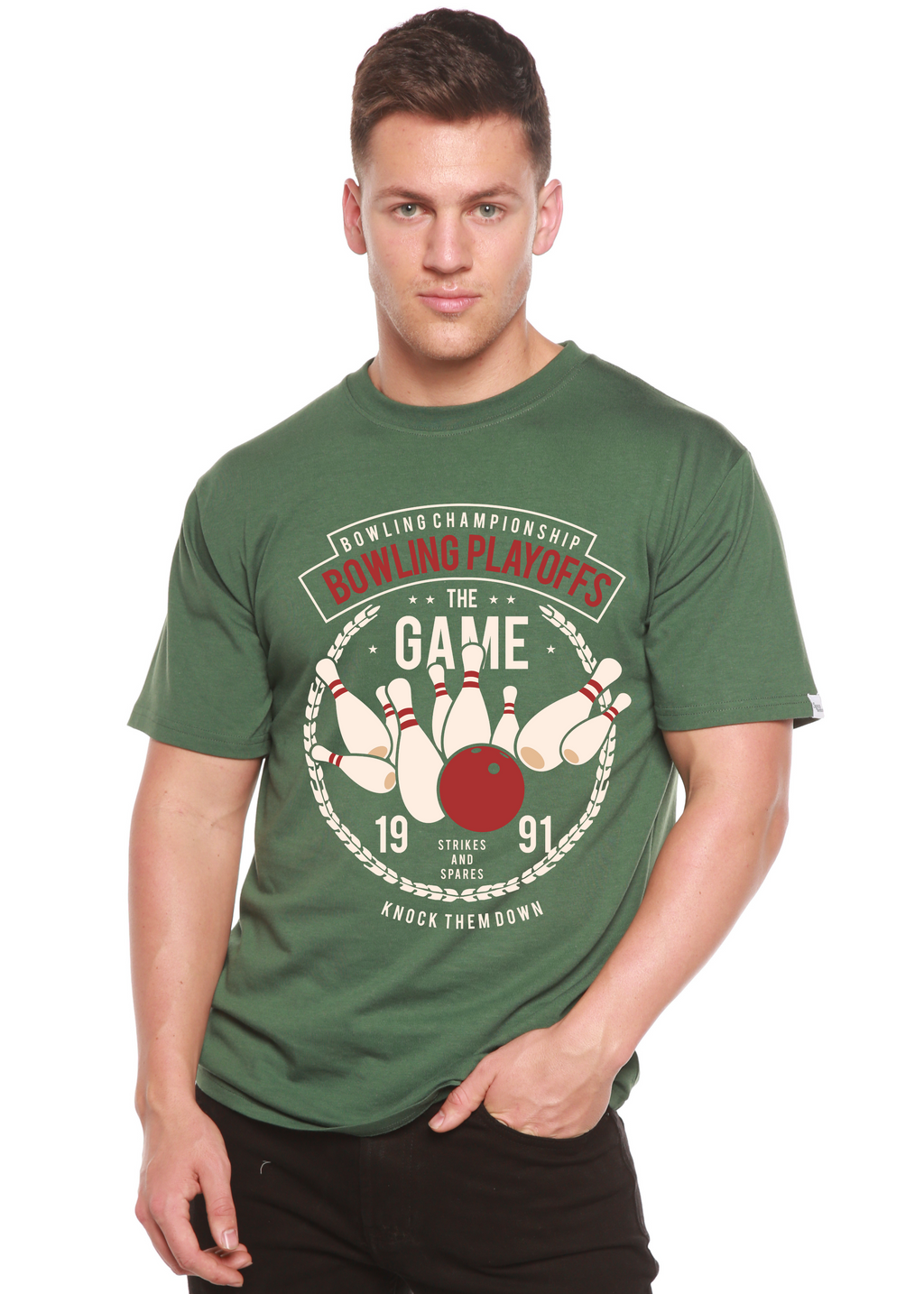 Bowling Playoffs Men's Bamboo Viscose/Organic Cotton Short Sleeve Graphic T-Shirt