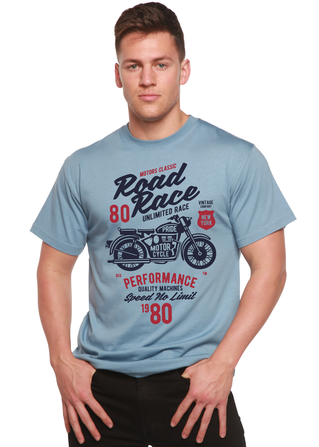 Road Race Motorcycles Spun Bamboo® Men's Bamboo Viscose/Organic Cotton Short Sleeve Graphic T-Shirt