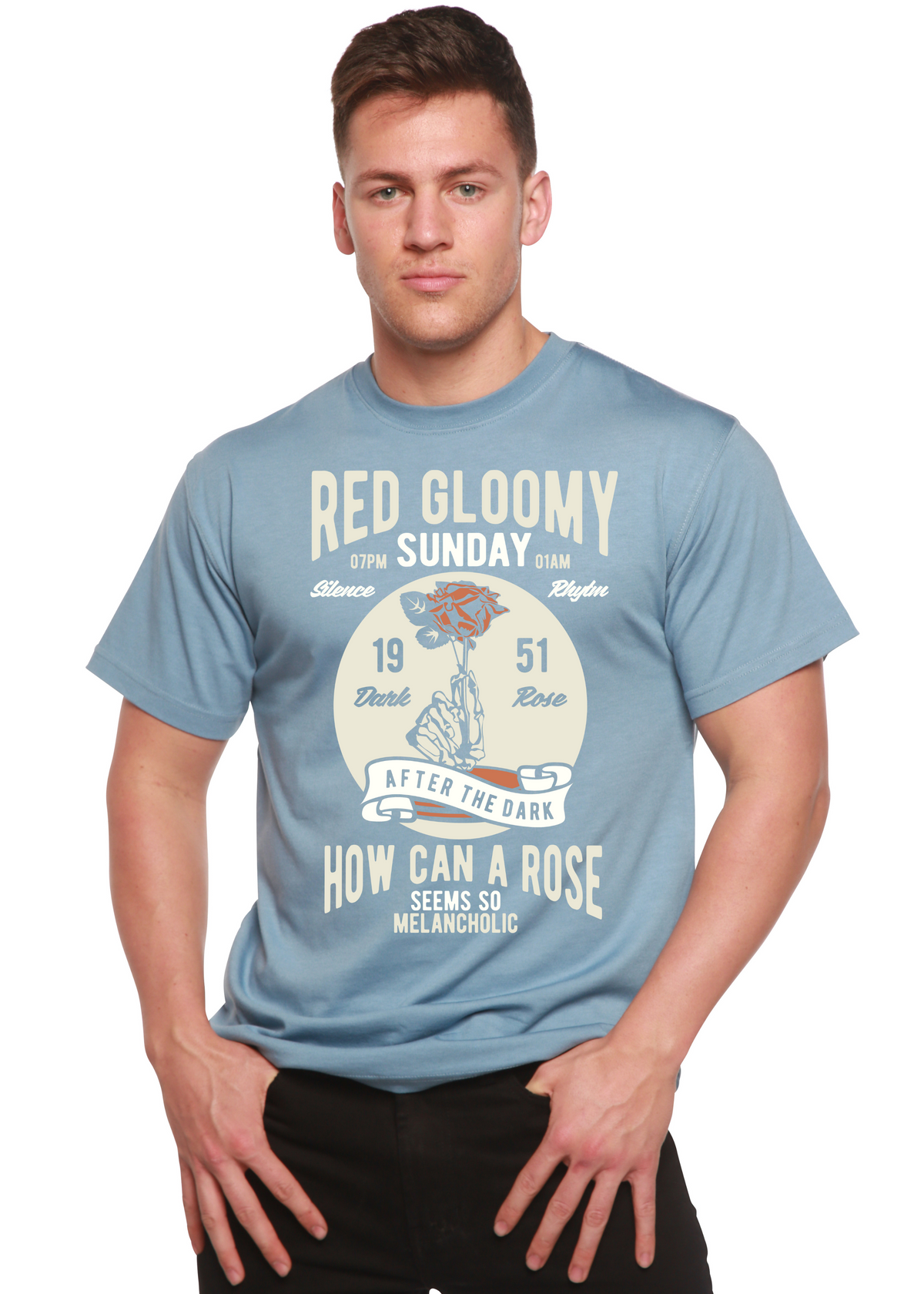 Red Gloomy Spun Bamboo® Men's Bamboo Viscose/Organic Cotton Short Sleeve Graphic T-Shirt