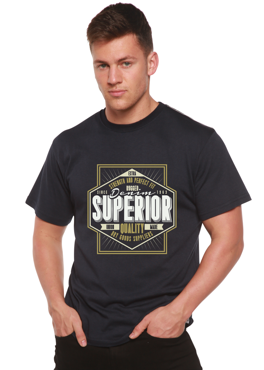 Superior Quality Men's Bamboo Viscose/Organic Cotton Short Sleeve Graphic T-Shirt