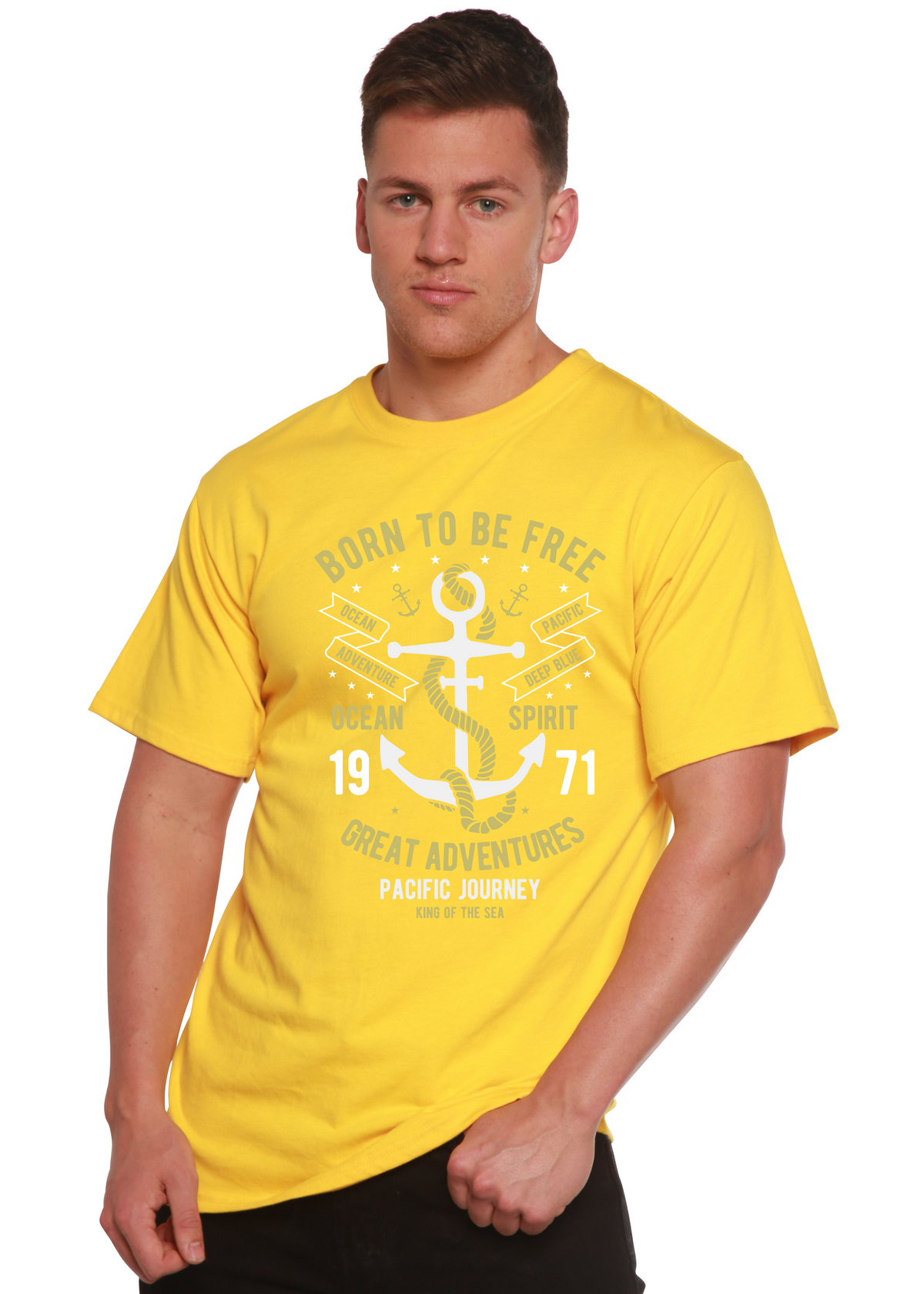 Born To Be Free Men's Bamboo Viscose/Organic Cotton Short Sleeve Graphic T-Shirt