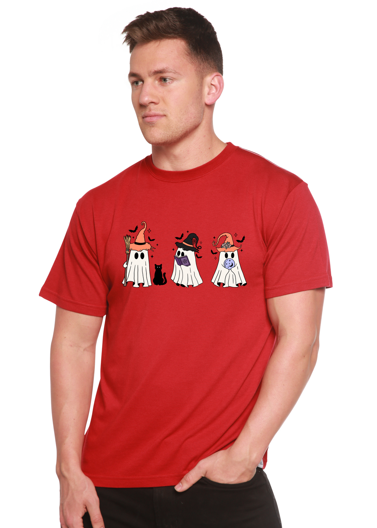Halloween Boo Men's Bamboo Viscose/Organic Cotton Short Sleeve Graphic T-Shirt