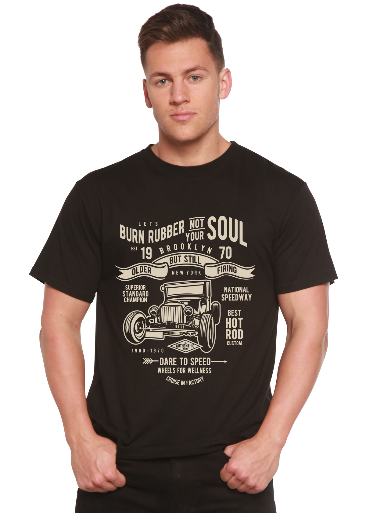 Burn Rubber Men's Bamboo Viscose/Organic Cotton Short Sleeve Graphic T-Shirt