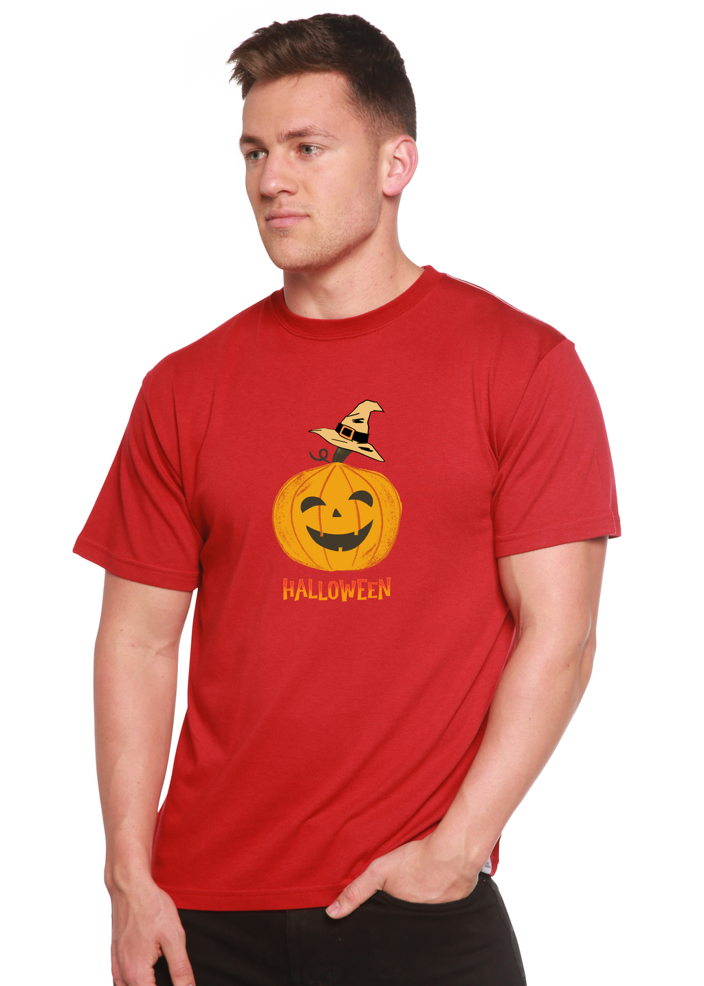 Halloween Pumpkin Unisex Bamboo Viscose/Organic Cotton Short Sleeve Graphic T-Shirt