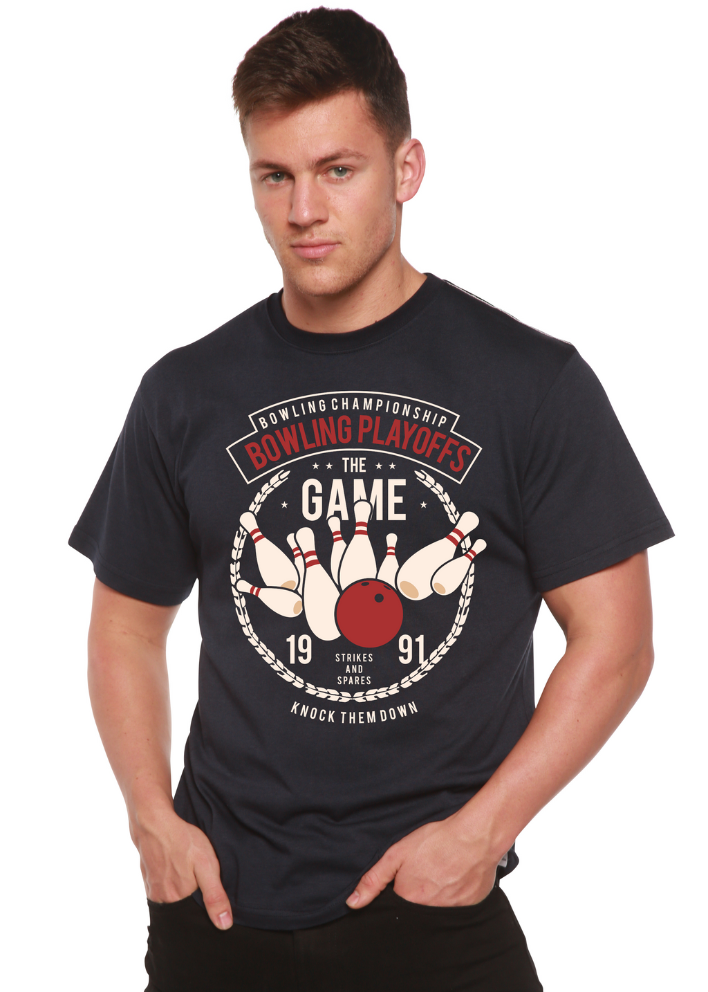 Bowling Playoffs Men's Bamboo Viscose/Organic Cotton Short Sleeve Graphic T-Shirt