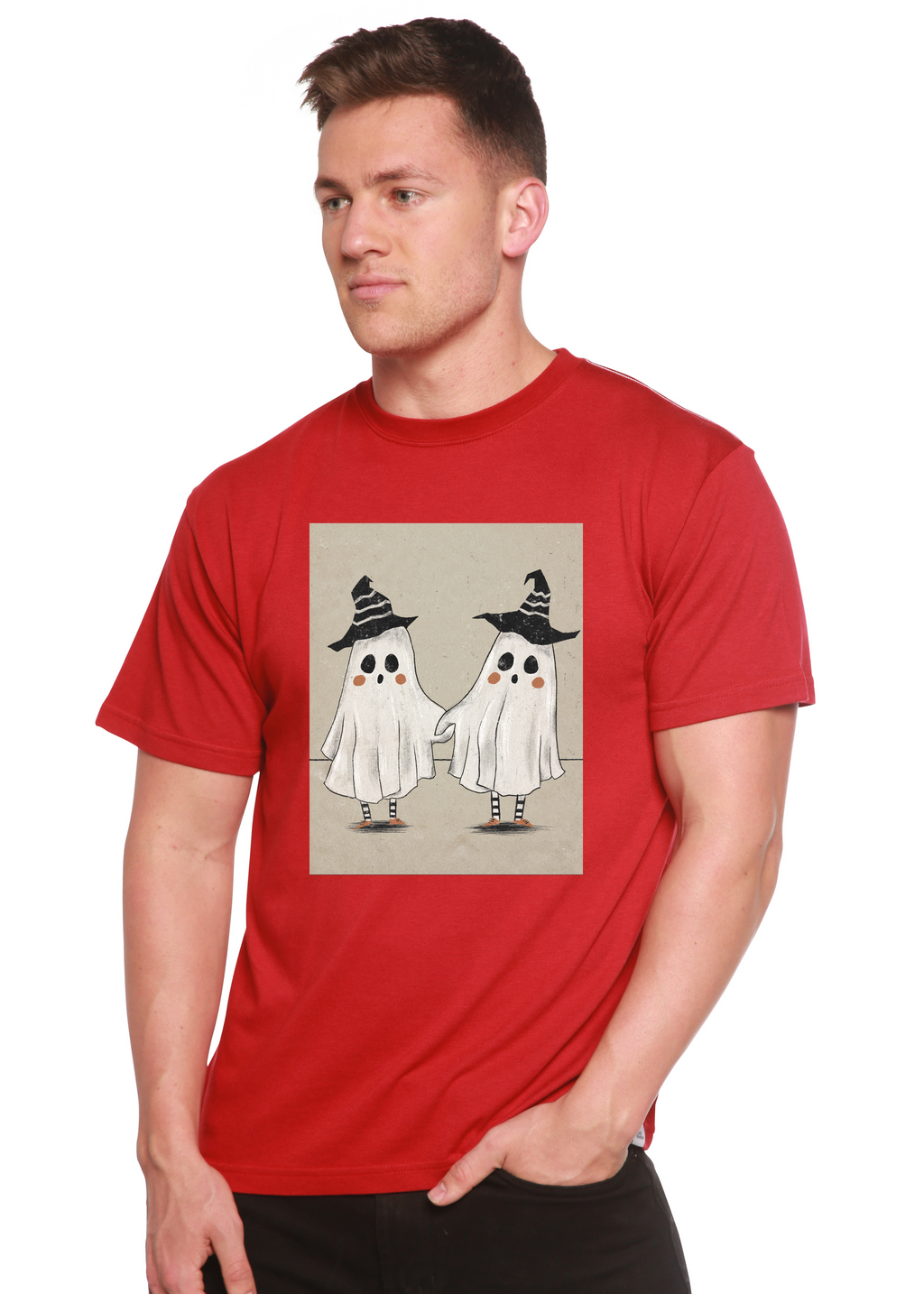 Cute Ghost Men's Bamboo Viscose/Organic Cotton Short Sleeve Graphic T-Shirt