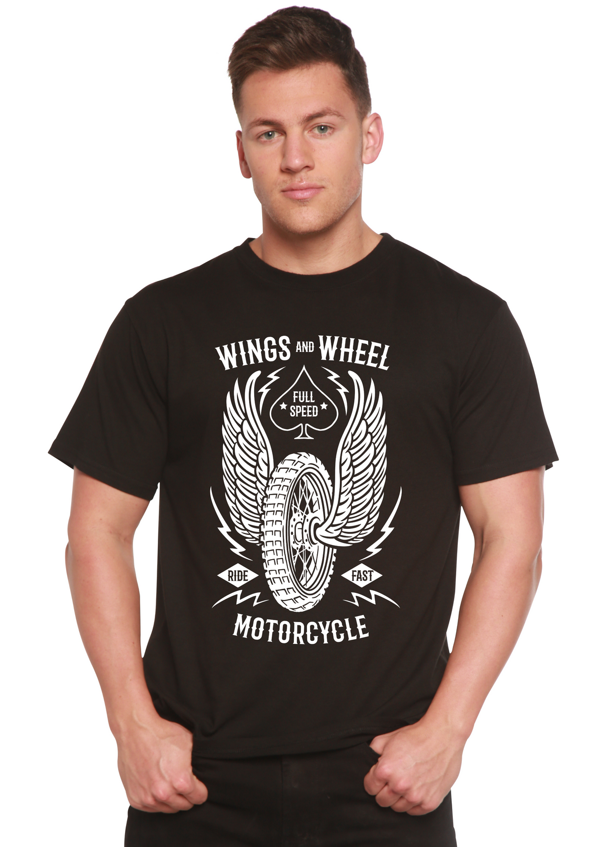 Wings And Wheel Spun Bamboo® Men's Bamboo Viscose/Organic Cotton Short Sleeve Graphic T-Shirt