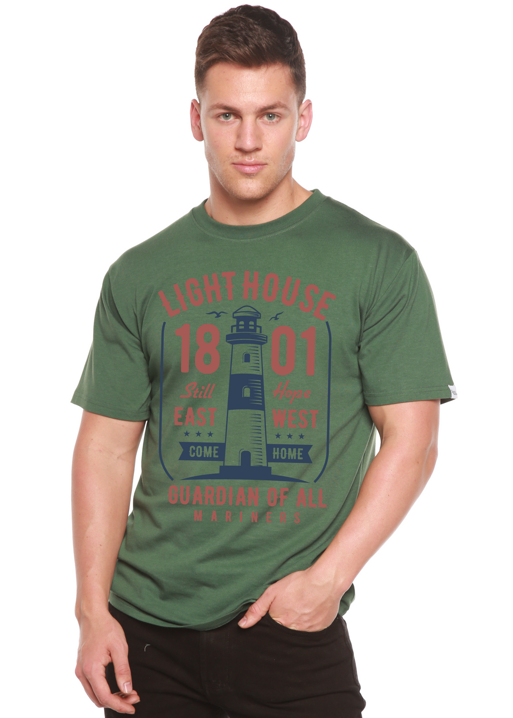 Light House Men's Bamboo Viscose/Organic Cotton Short Sleeve Graphic T-Shirt