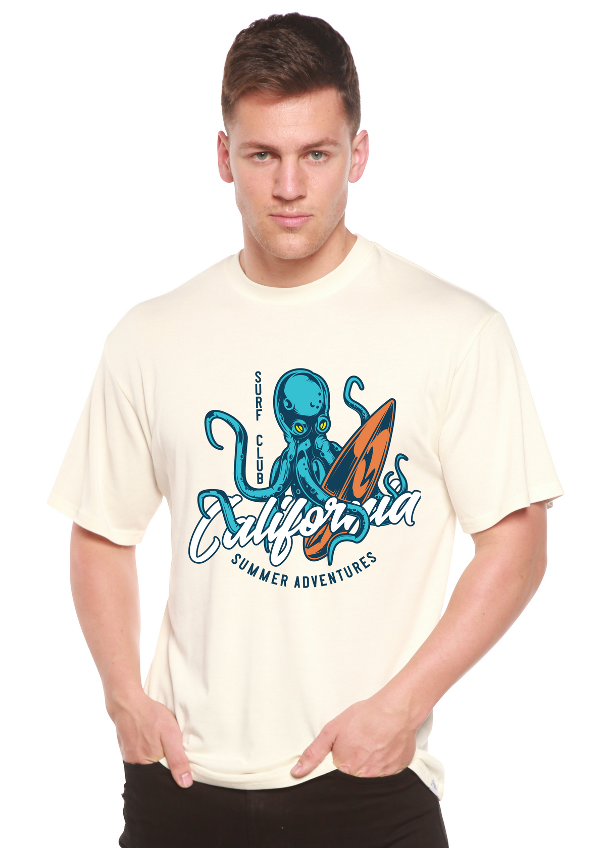 California Summer Adventures Men's Bamboo Viscose/Organic Cotton Short Sleeve Graphic T-Shirt