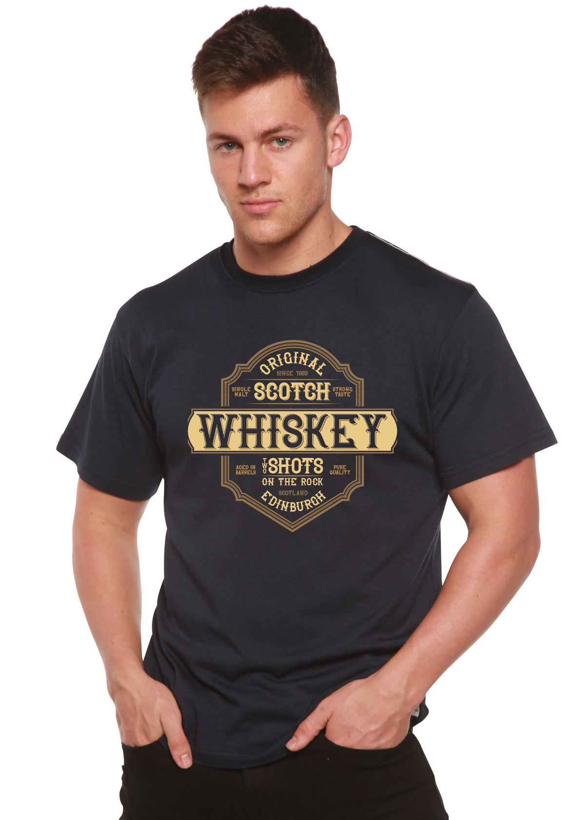 Whiskey Men's Bamboo Viscose/Organic Cotton Short Sleeve Graphic T-Shirt