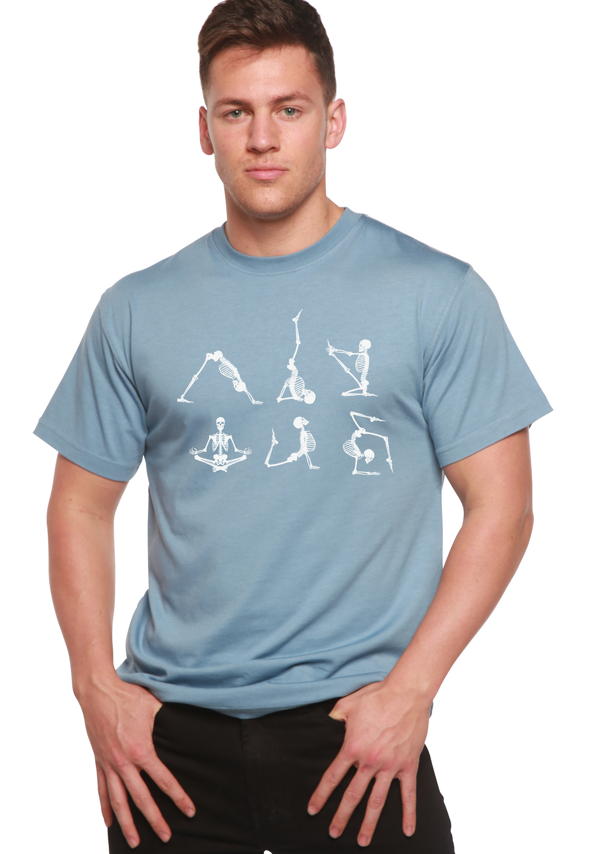 Halloween Skeleton Namaste Men's Bamboo Viscose/Organic Cotton Short Sleeve Graphic T-Shirt