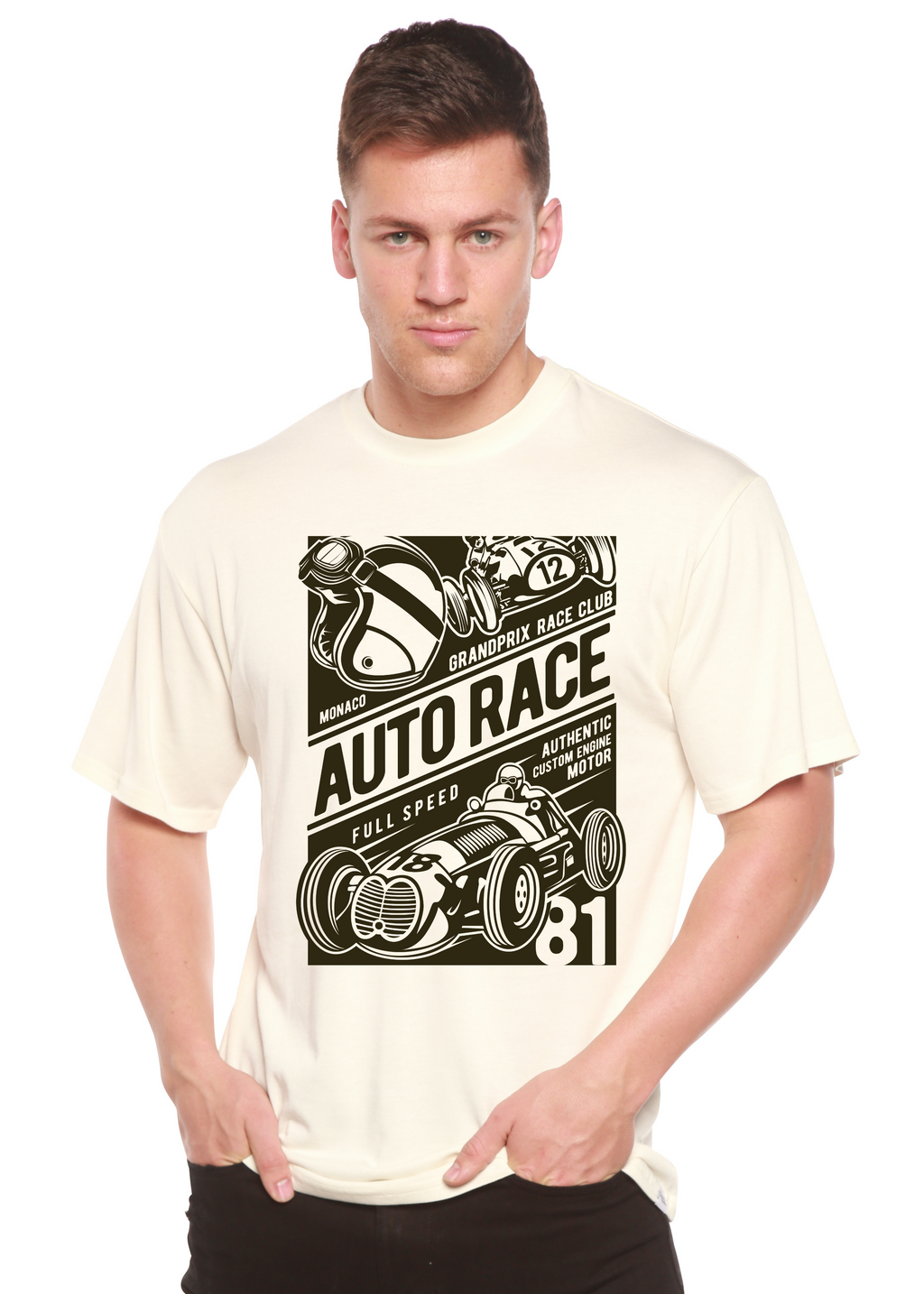 Auto Race Men's Bamboo Viscose/Organic Cotton Short Sleeve Graphic T-Shirt