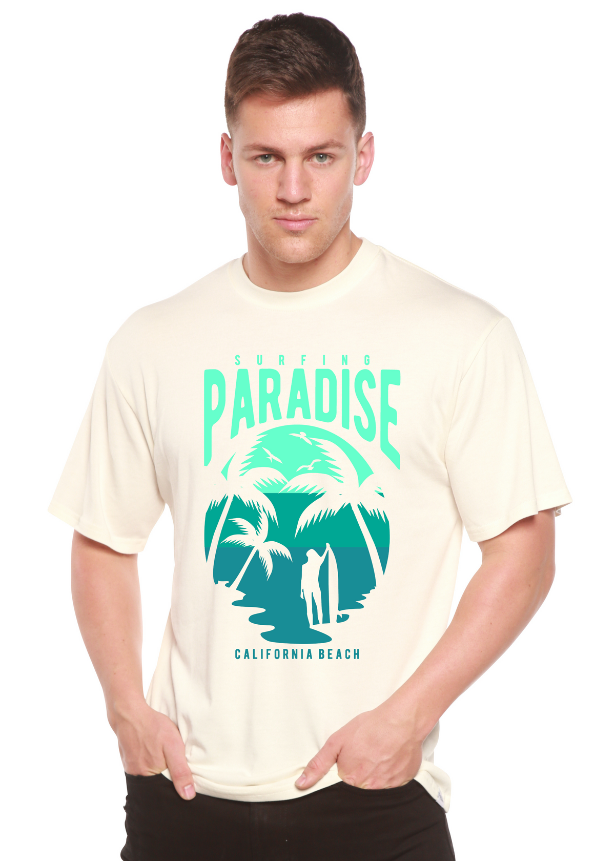 Surfing Paradise California Spun Bamboo® Men's Bamboo Viscose/Organic Cotton Short Sleeve Graphic T-Shirt