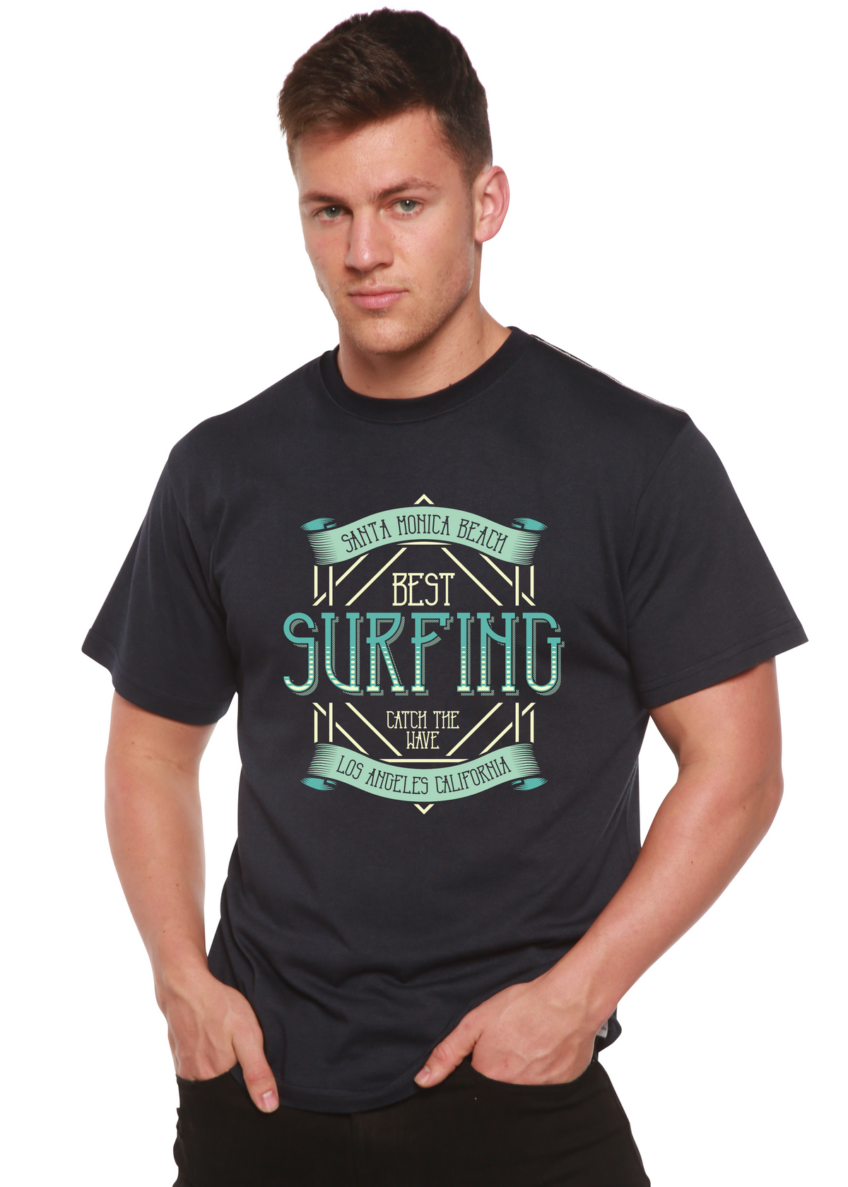 Best Surfing Men's Bamboo Viscose/Organic Cotton Short Sleeve Graphic T-Shirt