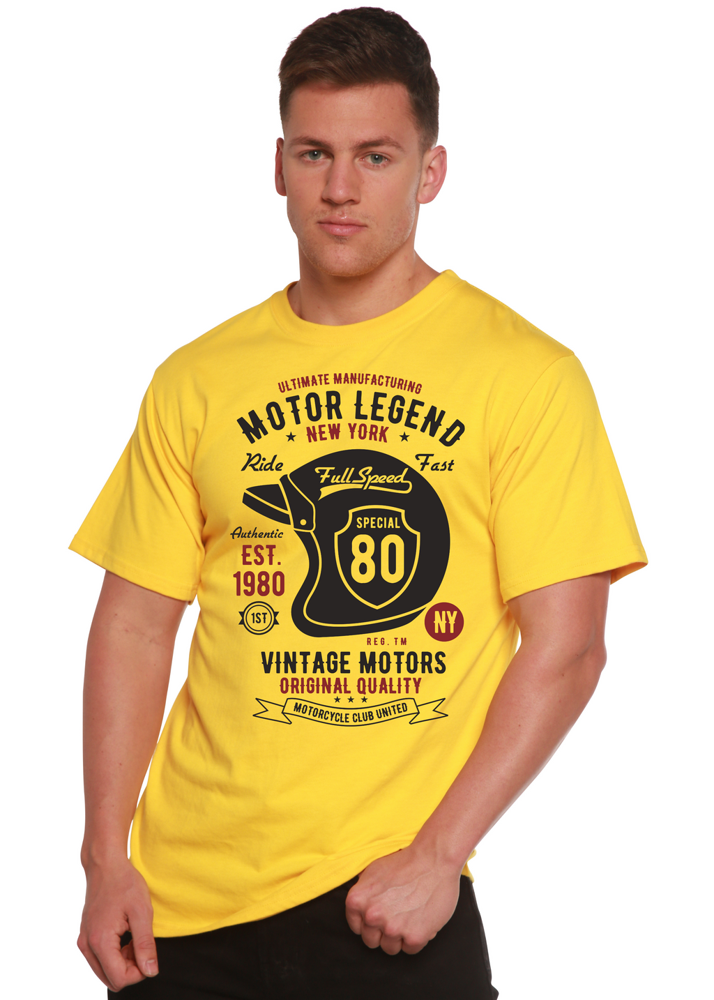 Motor Legend Helmet Men's Bamboo Viscose/Organic Cotton Short Sleeve Graphic T-Shirt