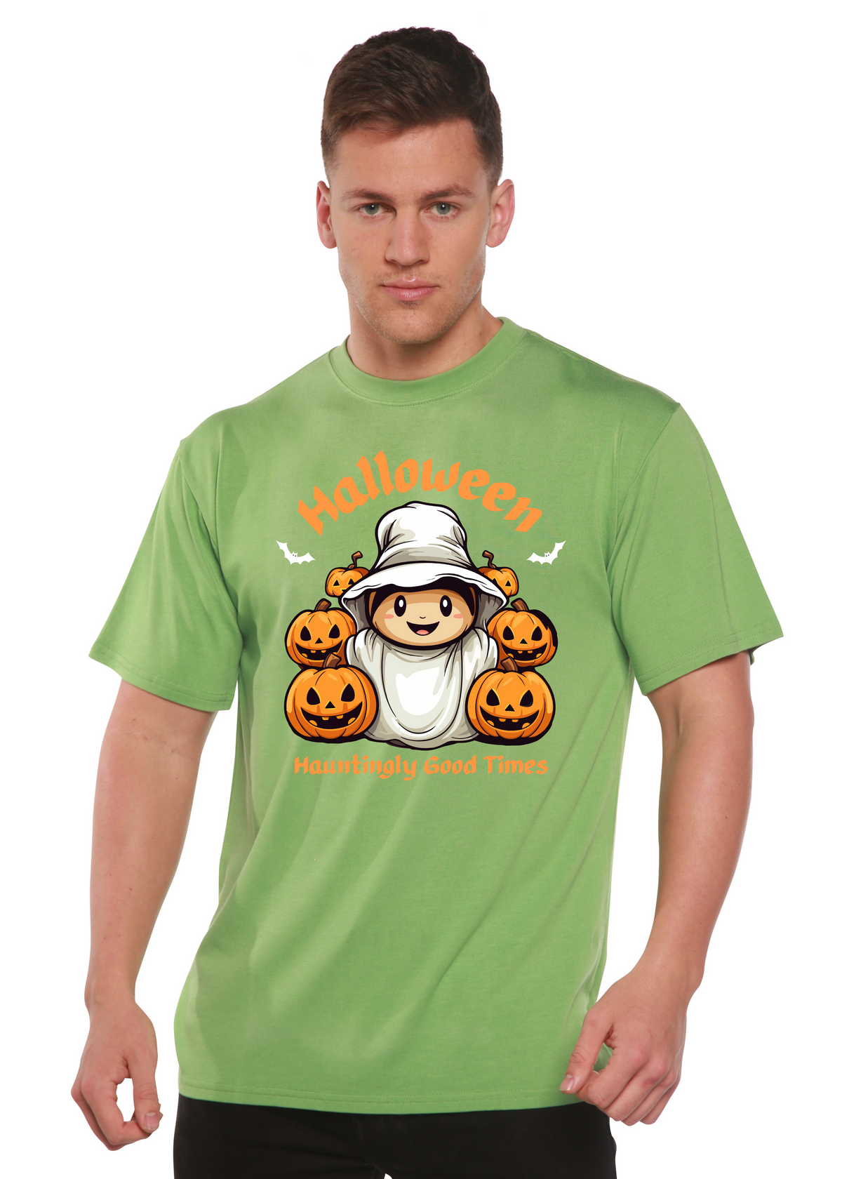 Halloween Hauntingly Good Times Day Men's Bamboo Viscose/Organic Cotton Short Sleeve Graphic T-Shirt