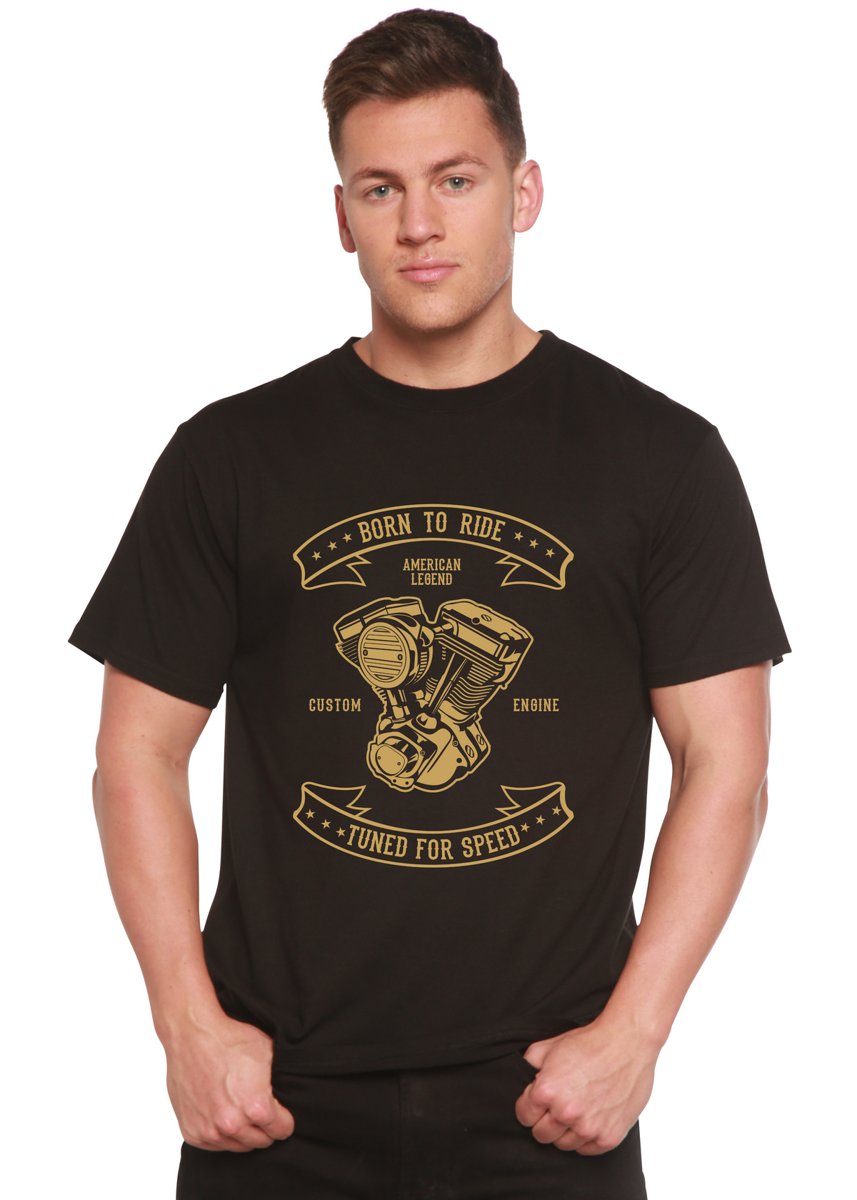 Born To Ride Men's Bamboo Viscose/Organic Cotton Short Sleeve Graphic T-Shirt