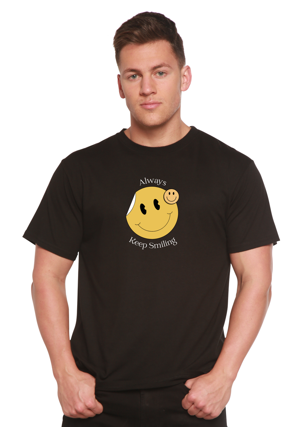 Always Keep Smiling Men's Bamboo Viscose/Organic Cotton Short Sleeve Graphic T-Shirt