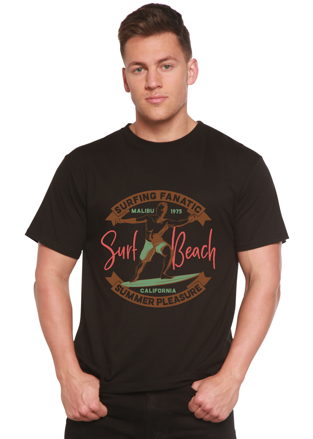Surf Beach Men's Bamboo Viscose/Organic Cotton Short Sleeve Graphic T-Shirt