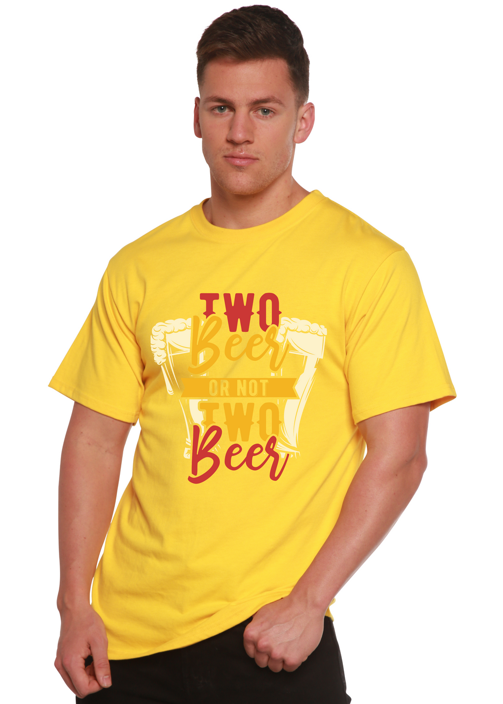 Two Beer Men's Bamboo Viscose/Organic Cotton Short Sleeve Graphic T-Shirt