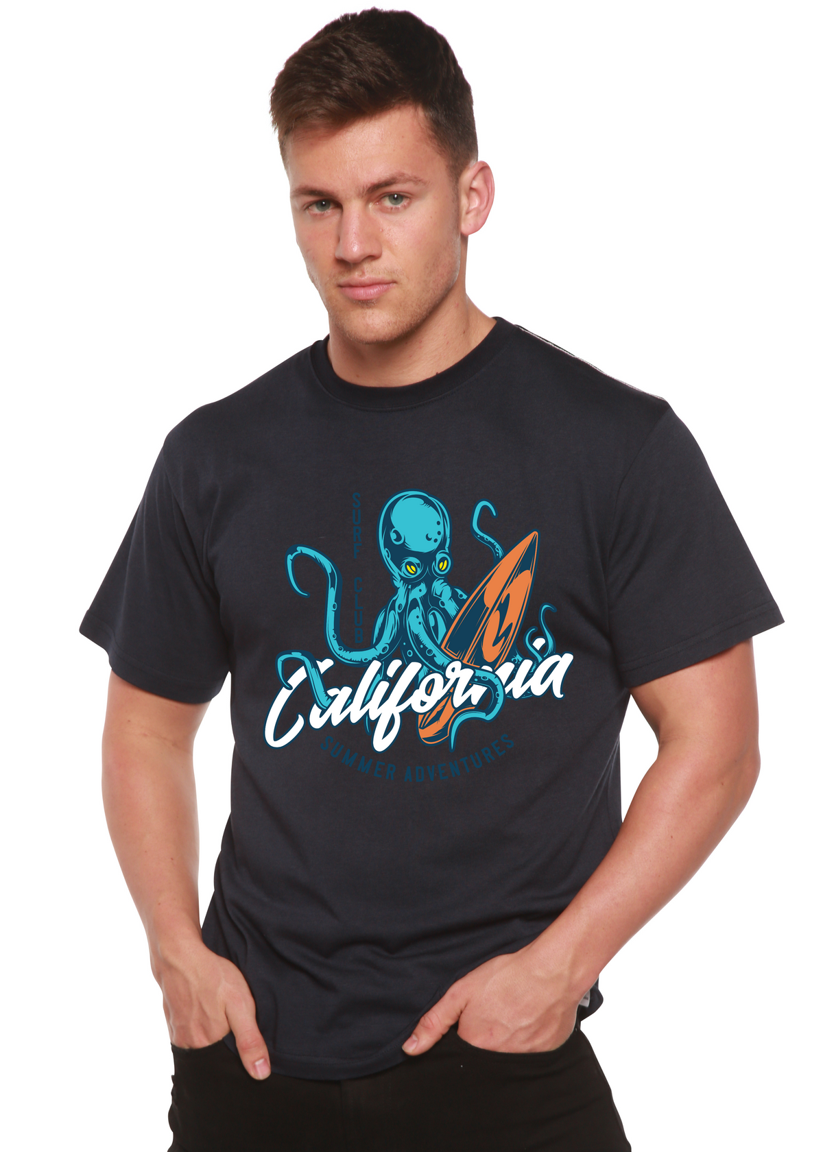 California Summer Adventures Men's Bamboo Viscose/Organic Cotton Short Sleeve Graphic T-Shirt