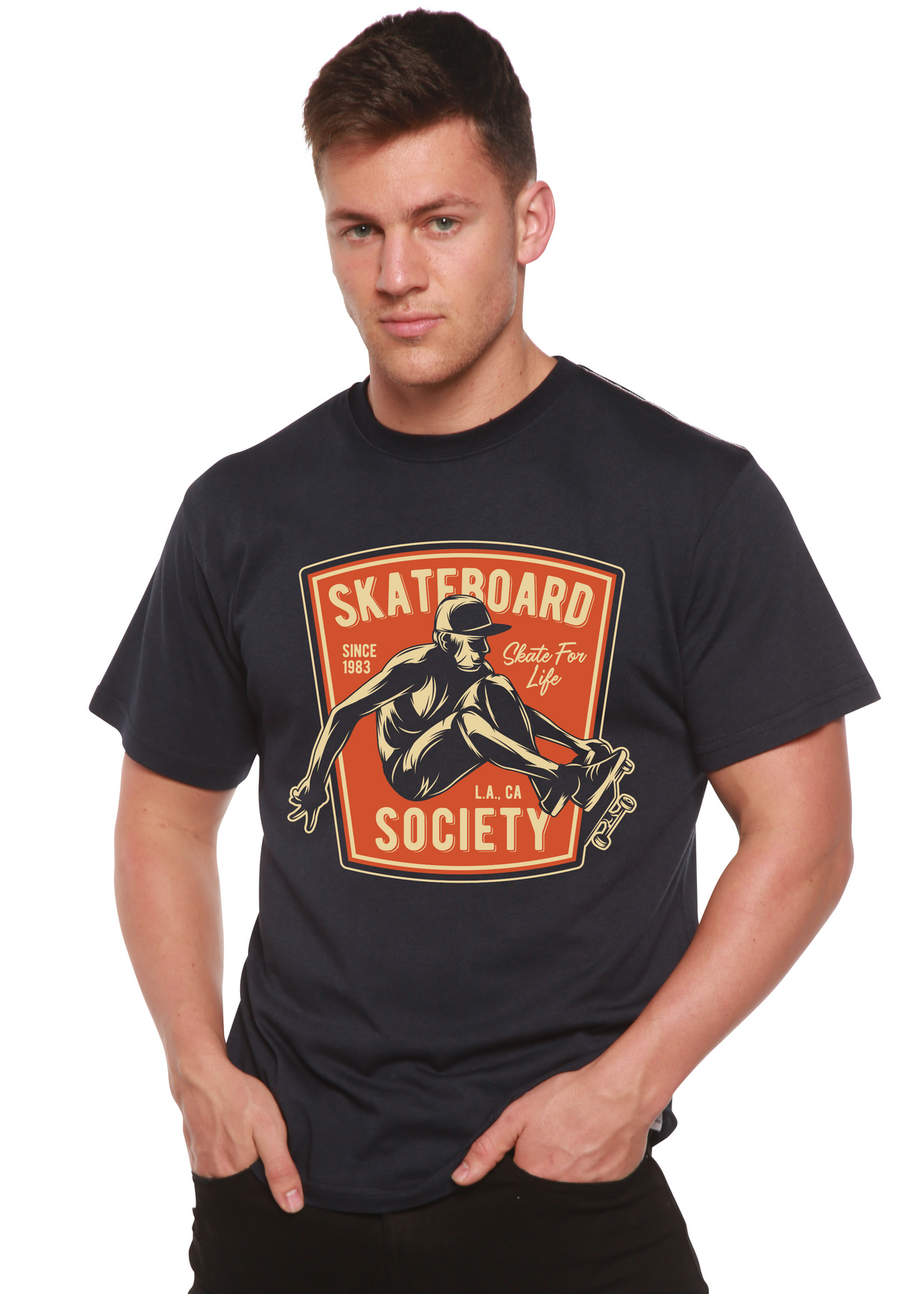 Skateboard Society Men's Bamboo Viscose/Organic Cotton Short Sleeve Graphic T-Shirt