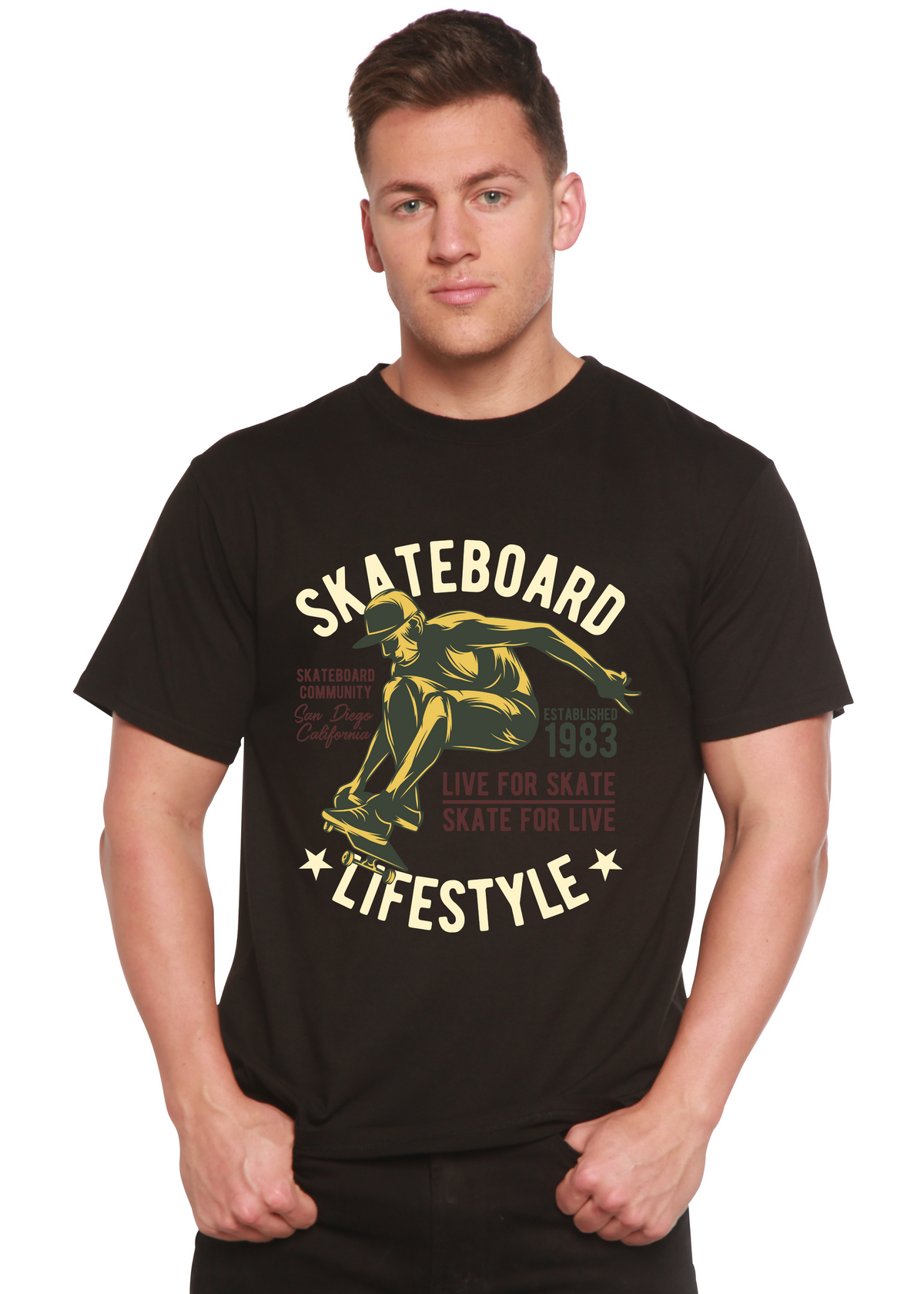 Skateboard Lifestyle Men's Bamboo Viscose/Organic Cotton Short Sleeve Graphic T-Shirt