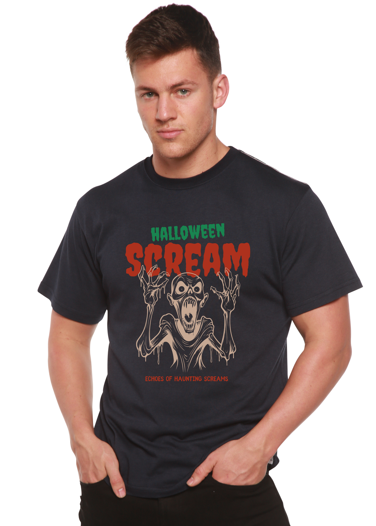 Halloween Scream Men's Bamboo Viscose/Organic Cotton Short Sleeve Graphic T-Shirt